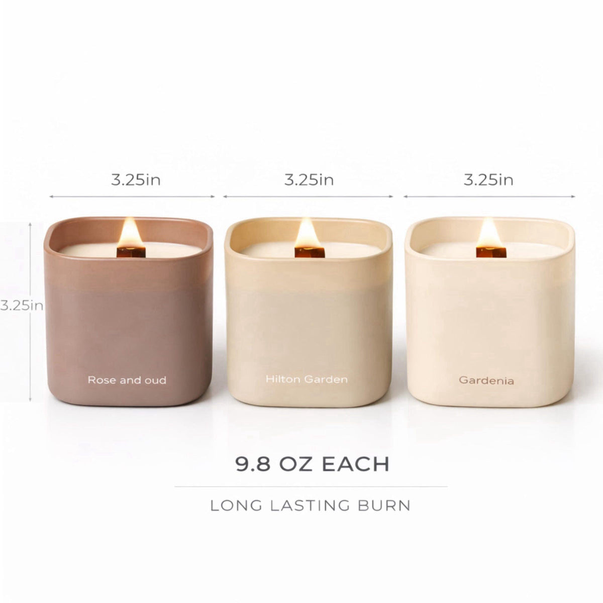 Lumi Brand Set of 3 Premium Scented Soy Candles Gift Set | Nature's Bloom Collection - Gardenia, Hilton Garden and Rose 