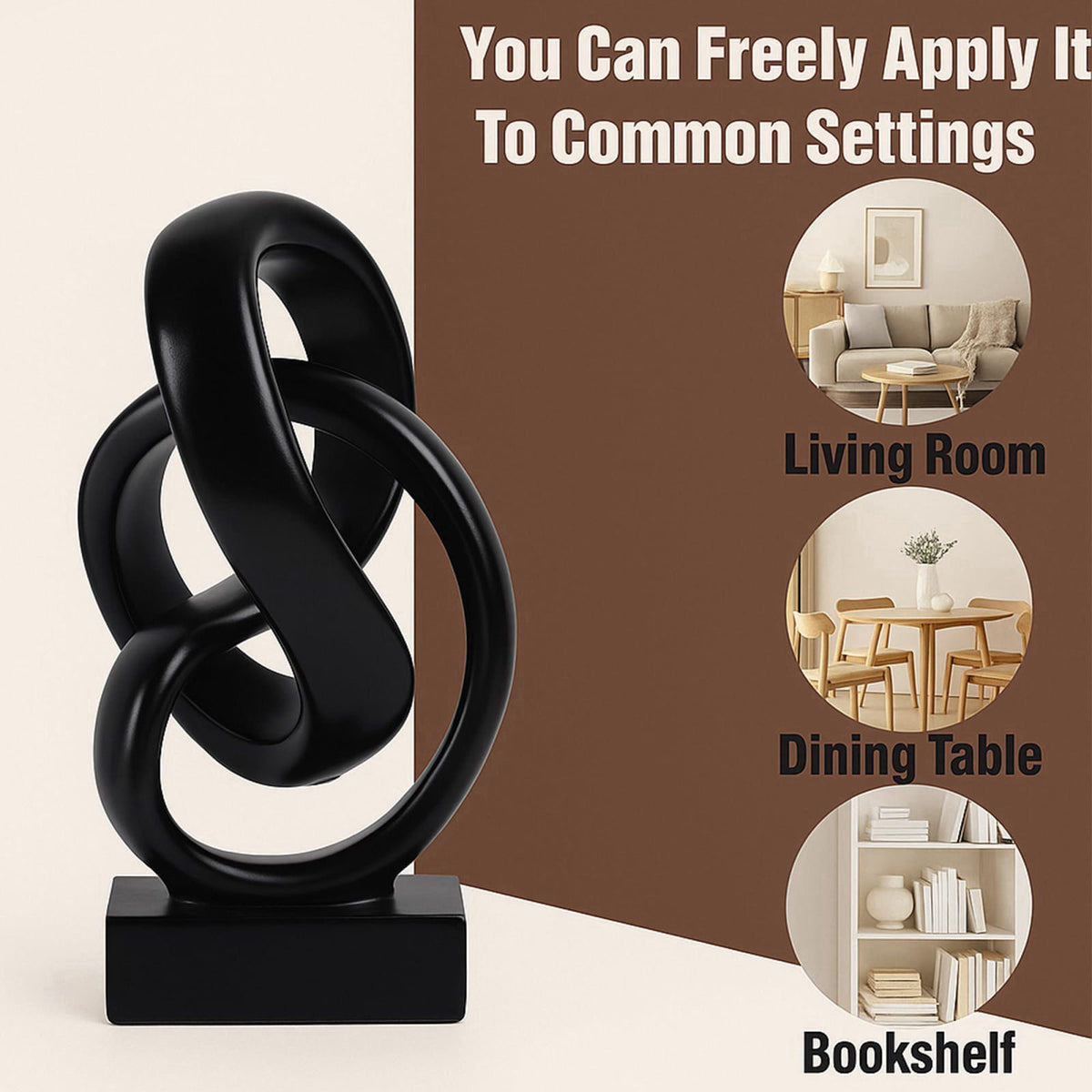 WUBIANJIE Modern Abstract Knot Sculpture, Artistic Mobius Inspired Resin Decor, Elegant Home and Office Decor, Perfect f