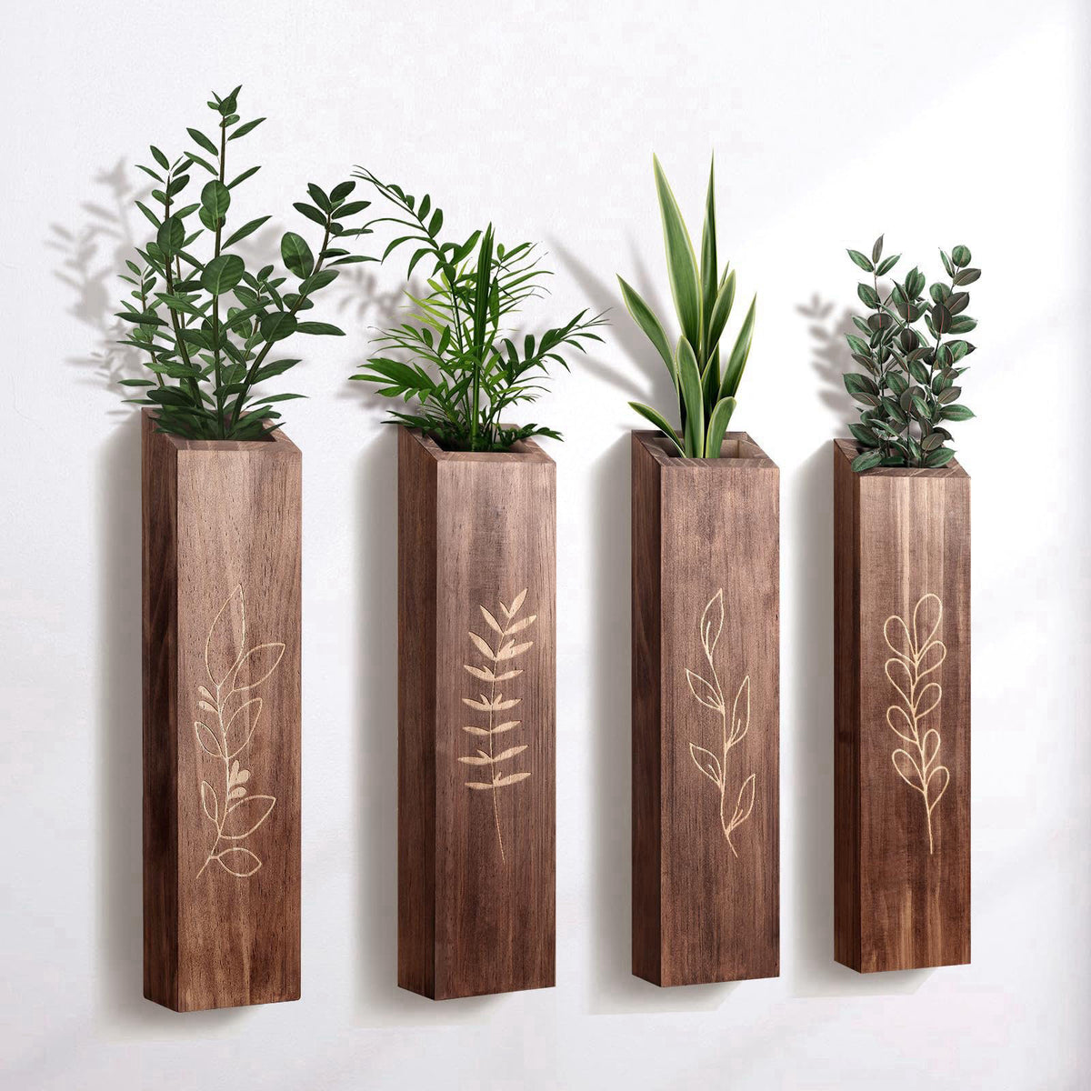 BOTOP Wooden Wall Vase Planter Set of 4