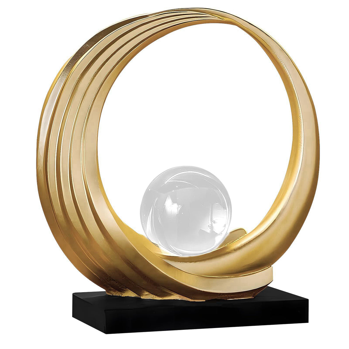 Dosker Modern Abstract Stripe Golden Shelf Decor Statues – Golden, Resin, 10" L x 3.8" W x 10.24" H