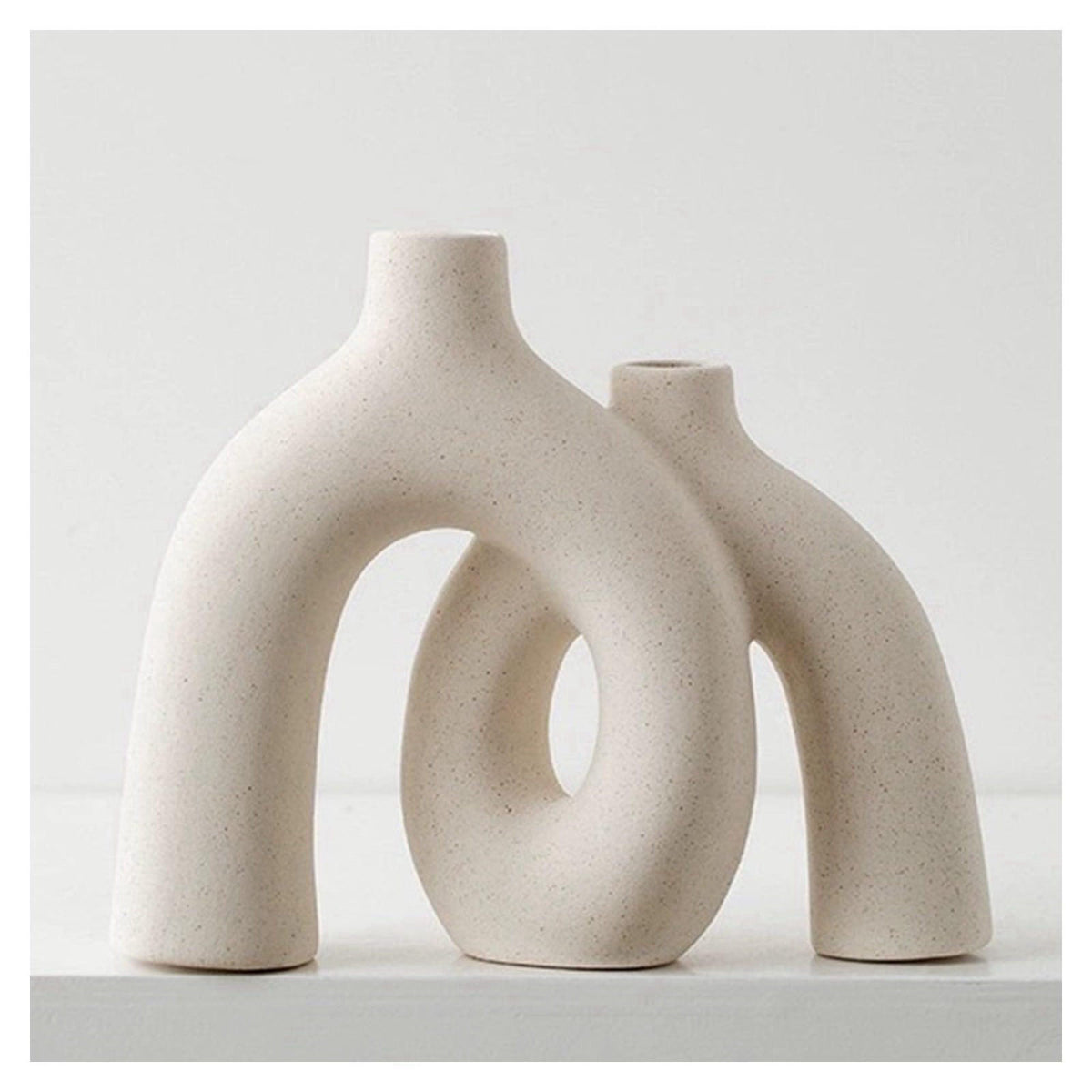 Jonronboci Hug Donut Decorative Ceramic Vase Set for Flower or Home Decor(Cream White) – product photo (Vases)