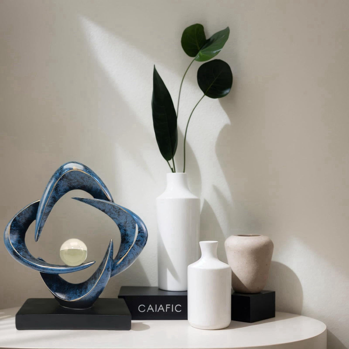 CECKQUE Modern Home Decor Abstract Decorative Sculpture Decorations for Living Room Dining Room Office, Resin Art Statue