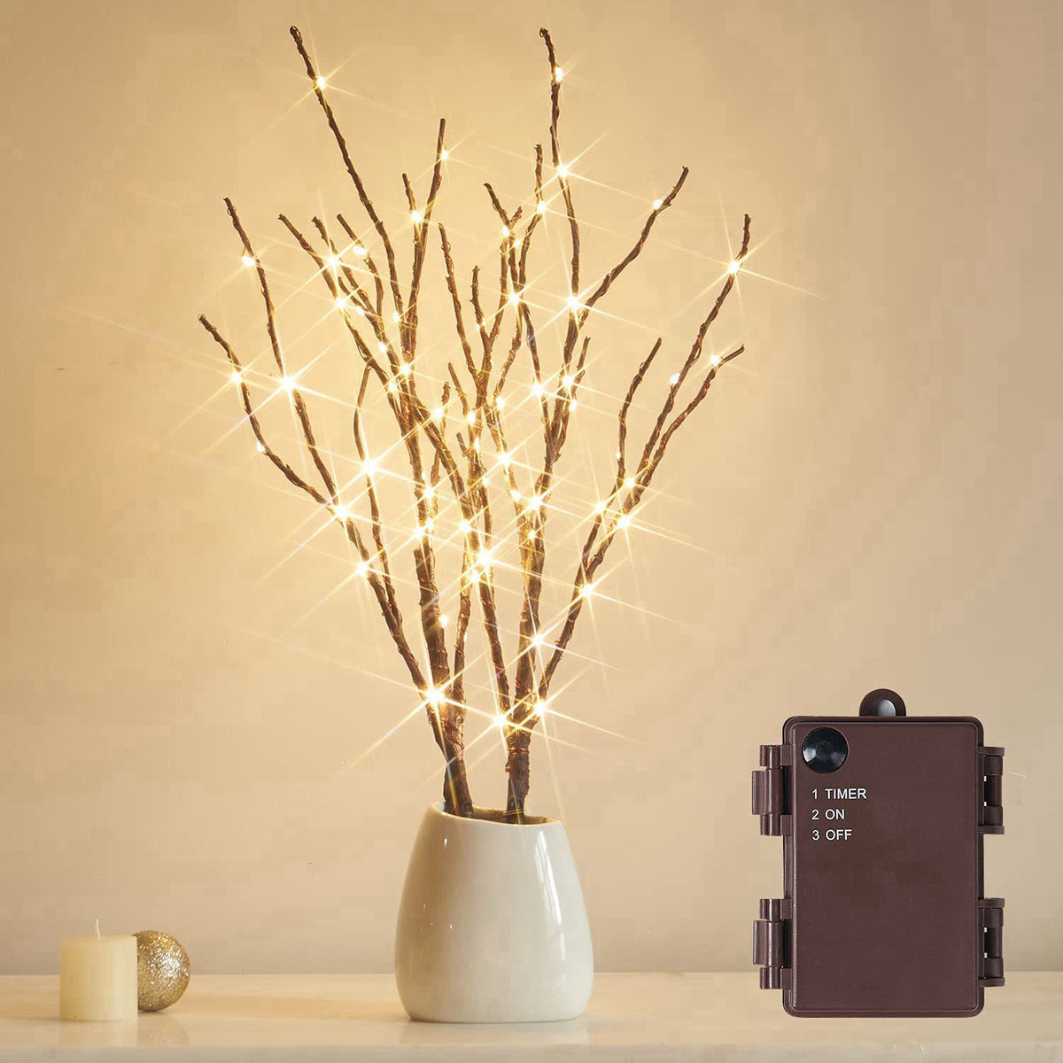 Fudios Lighted Branches with Timer 70 LED Fairy Lights 18in Battery Operated, Willow Branches with Lights for Vase Chris