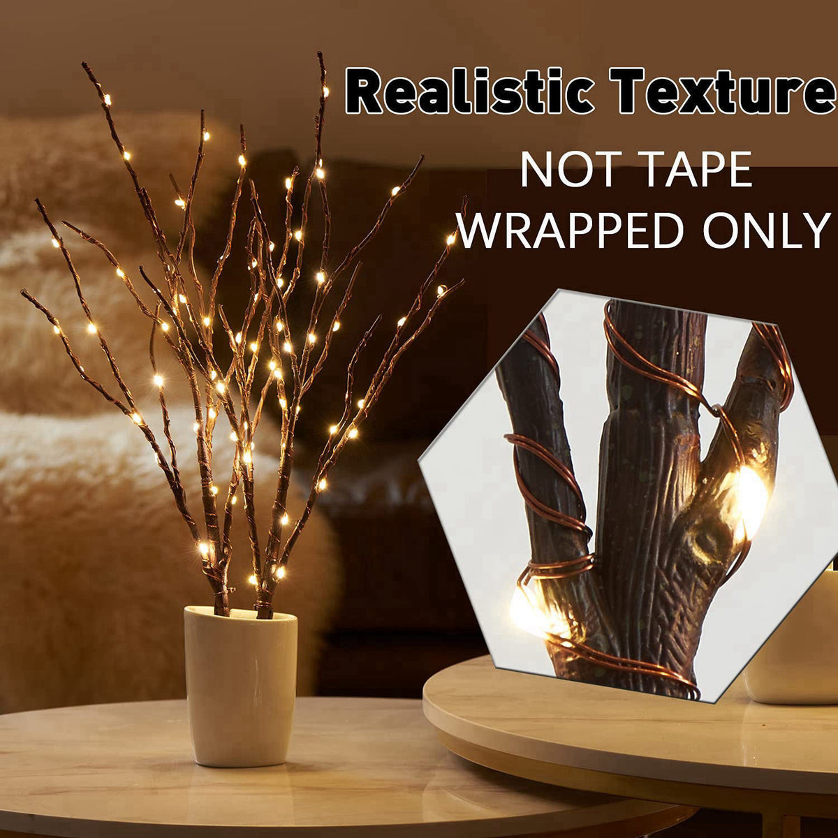 Fudios Lighted Branches with Timer 70 LED Fairy Lights 18in Battery Operated, Willow Branches with Lights for Vase Chris