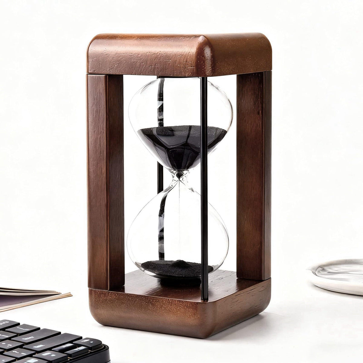 bvkotent Hourglass Timer 60 Minute,Large Premium Walnut Sand Timer,Decor for Home, Desk,Office, Wedding Decor (Black) – 