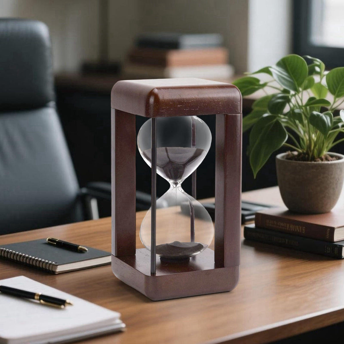 bvkotent Hourglass Timer 60 Minute,Large Premium Walnut Sand Timer,Decor for Home, Desk,Office, Wedding Decor (Black) – 