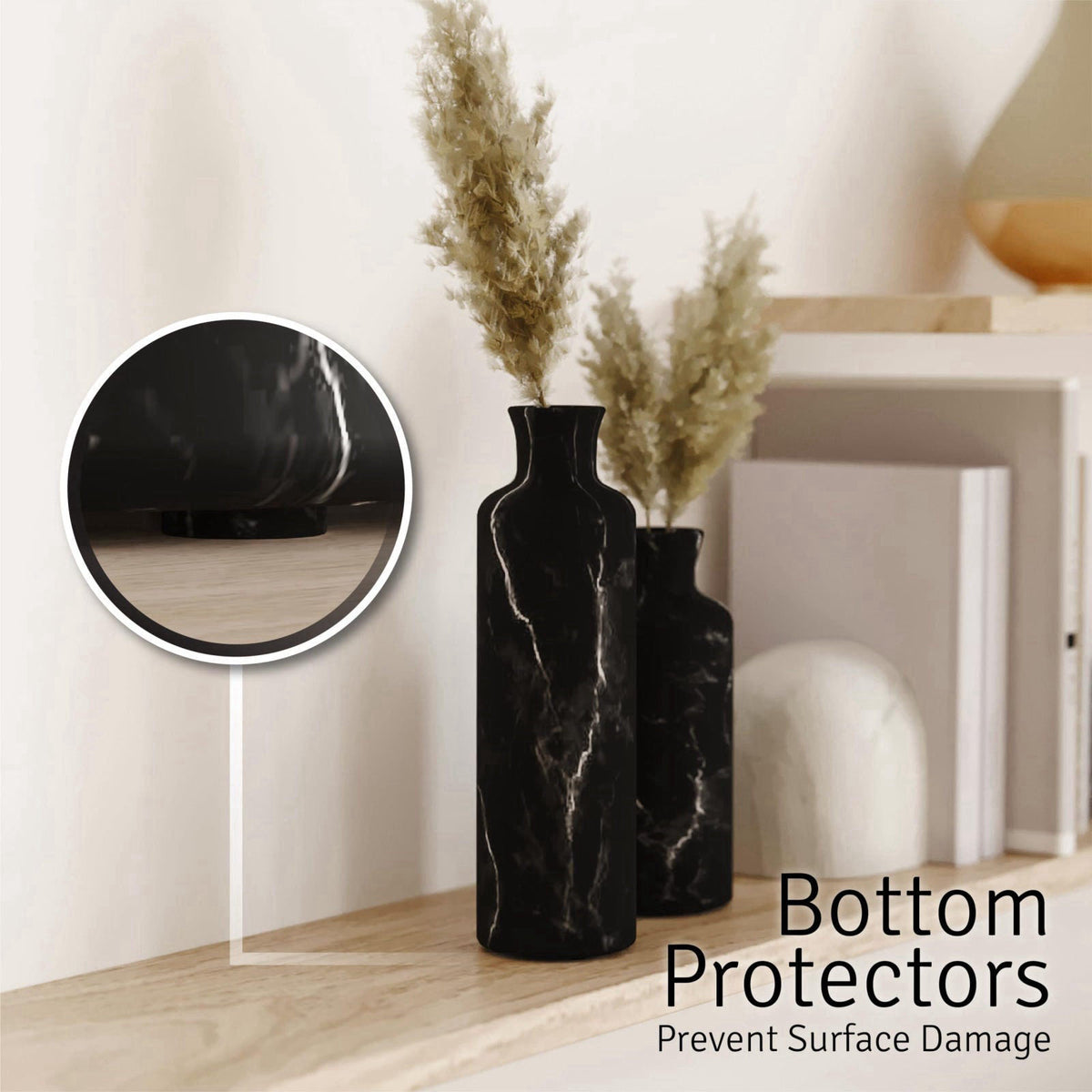 Creative Scents Black Marble Look 3pc Vase Set – Boho Vases for Decor, Modern Vases for Holding Pampas Grass, Dried/Fres