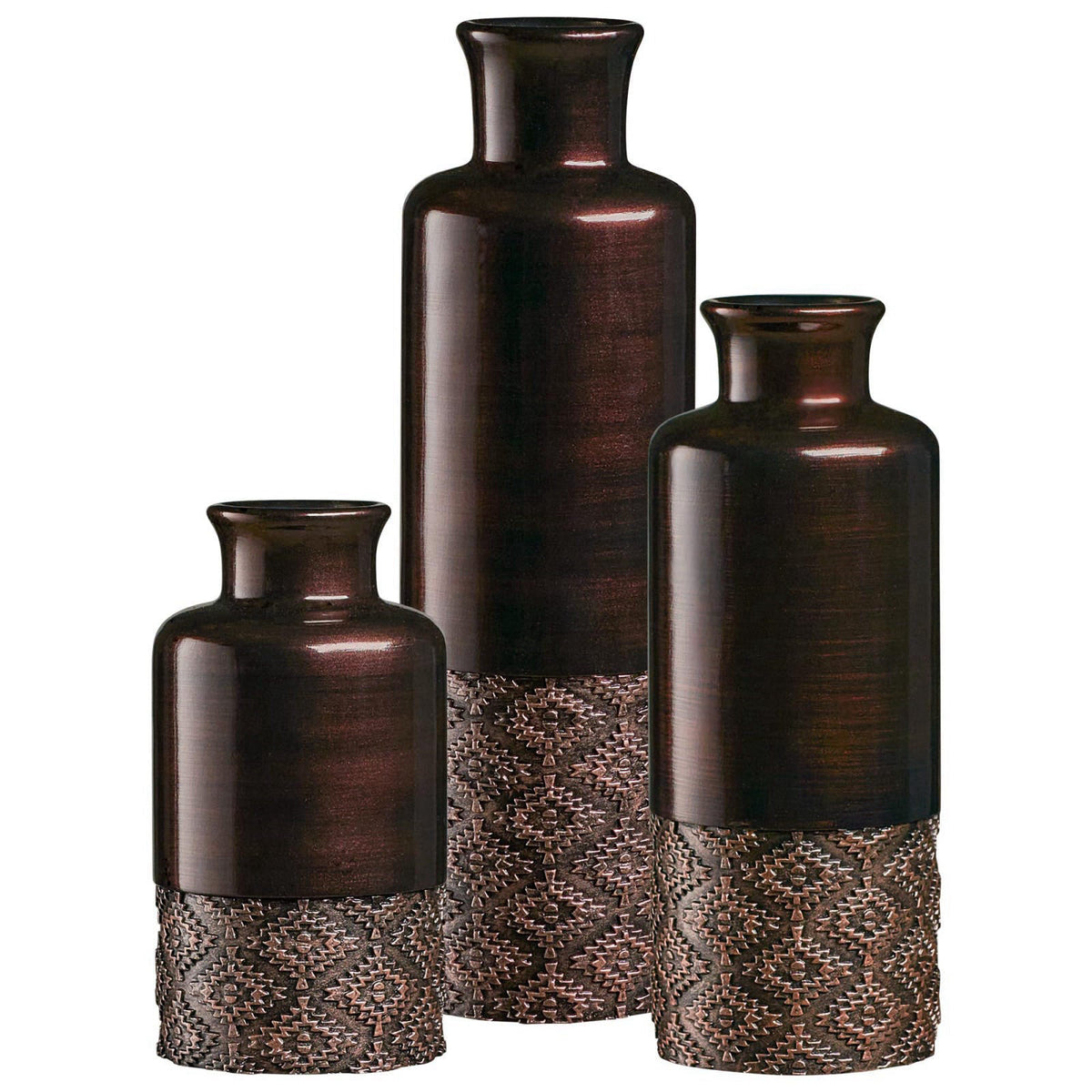 Creative Scents Dublin Brown Vases - Set of 3 Vases - Table Centerpieces for Dining Room, Kitchen Décor, Home Decor for 