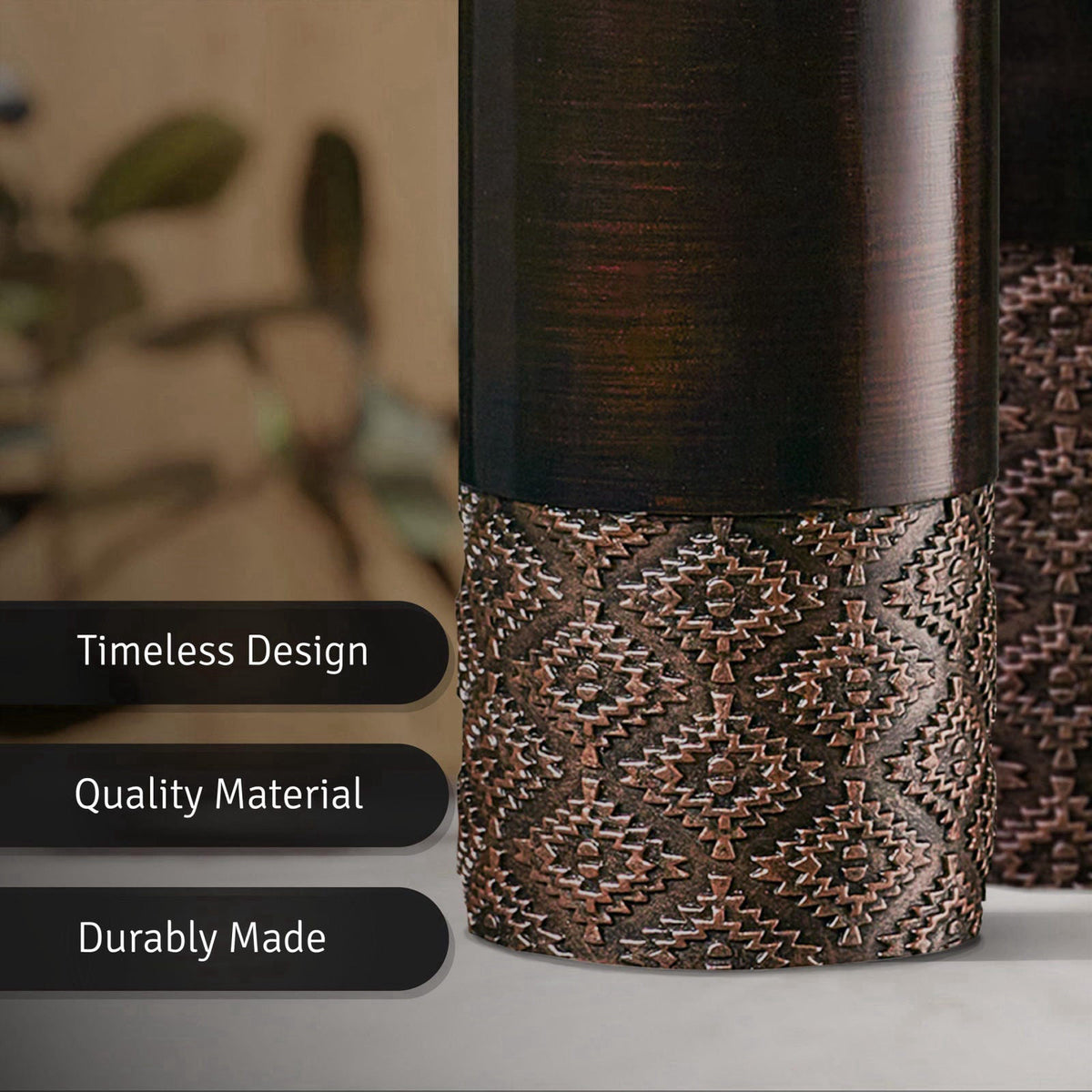 Creative Scents Dublin Brown Vases - Set of 3 Vases - Table Centerpieces for Dining Room, Kitchen Décor, Home Decor for 