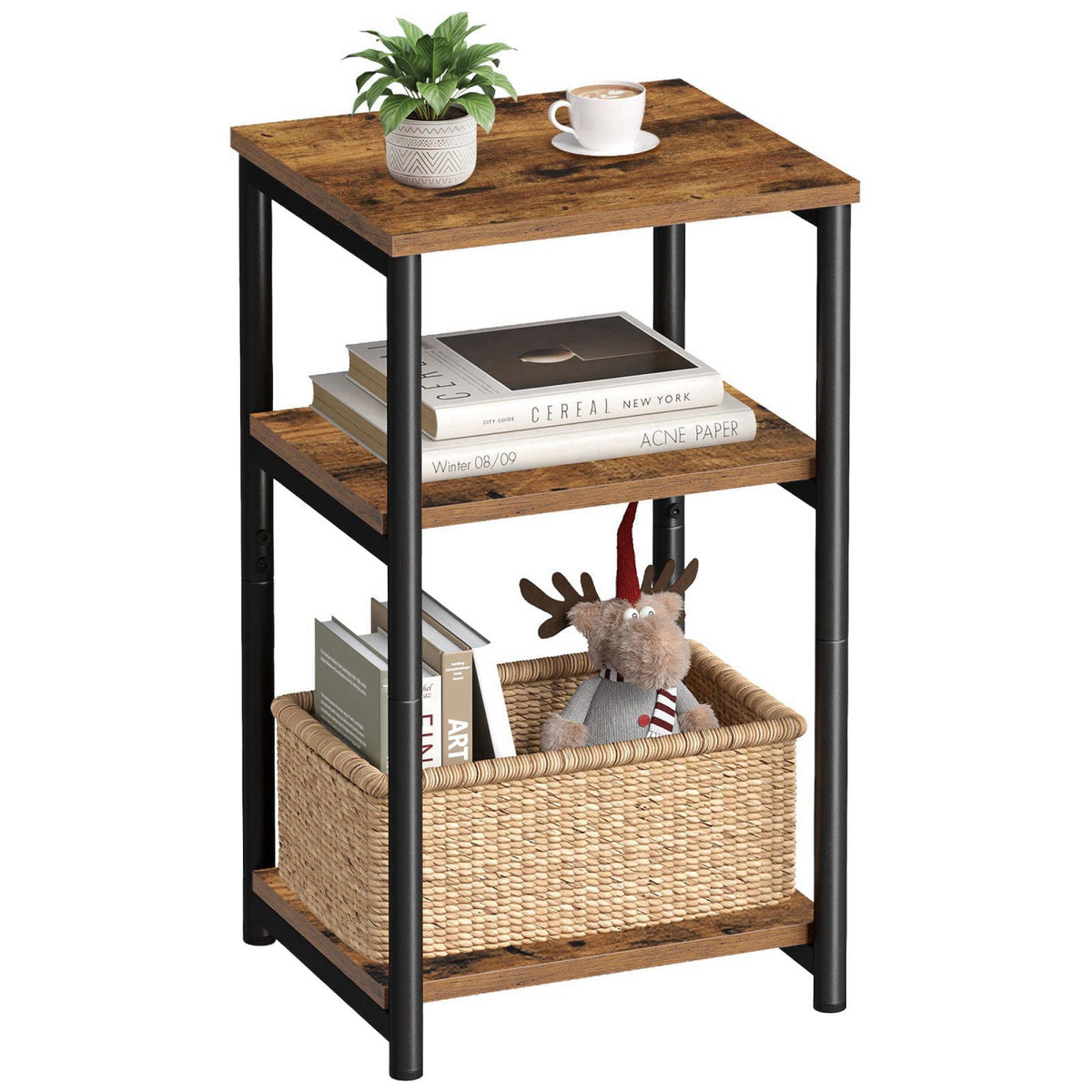 VASAGLE Side Table, Small End Table, Tall Nightstand, Steel Frame – product photo (End Tables)