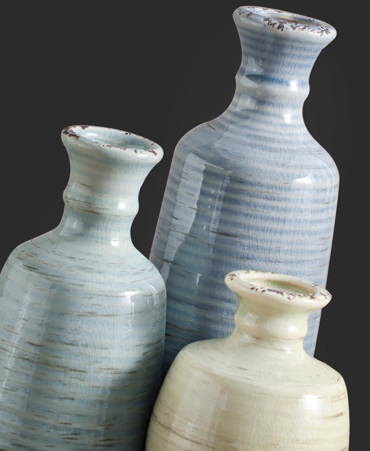 ooit Ceramic Vase Set of 3, Rustic Neutral Vases Home Decor Farmhouse Decorative Flower Vase Modern Boho Pampass Vases f
