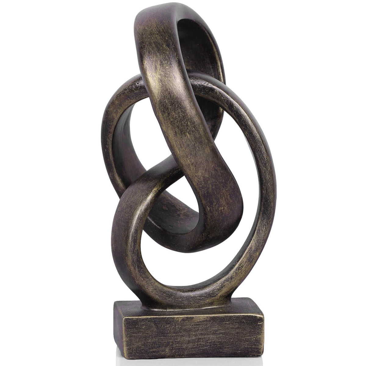 DOVDOV Abstract Bronze Rope Knot Statue, Geometric Decor, Living Room Coffee Table Bookshelf countertop Bronze Decor, Of