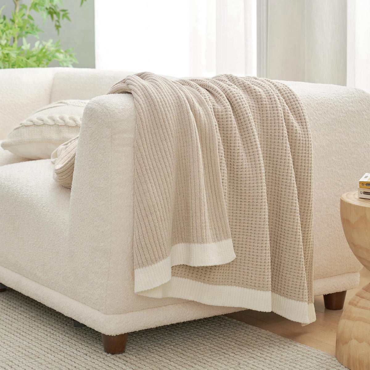 Am&eacute;lie Home Amélie Home Chenille Throw Blanket, Soft Cozy Waffle Throw for Couch & Sofa, Warm Yet Lightweight, Br