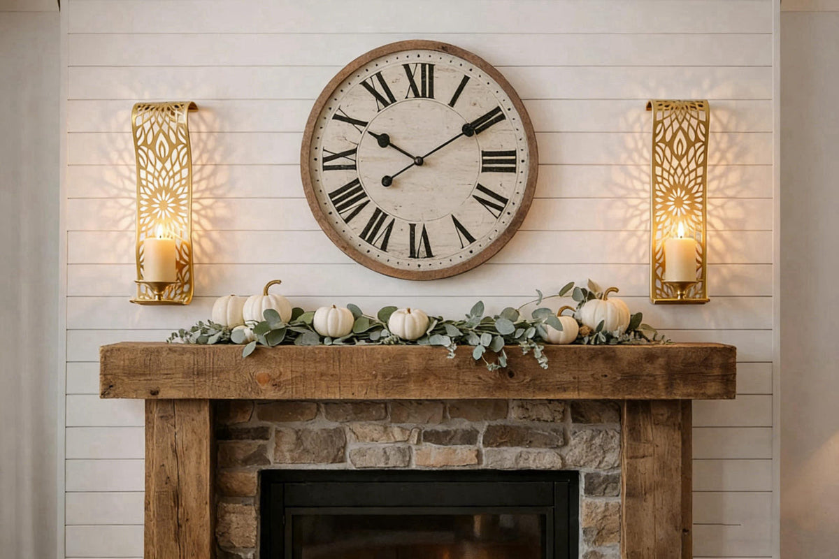 Capesaro Antique Gold Wall Sconces,Set of 2 Rustic Metal Candle Holders for Farmhouse Vintage Home Decor,Elegant Pillar 