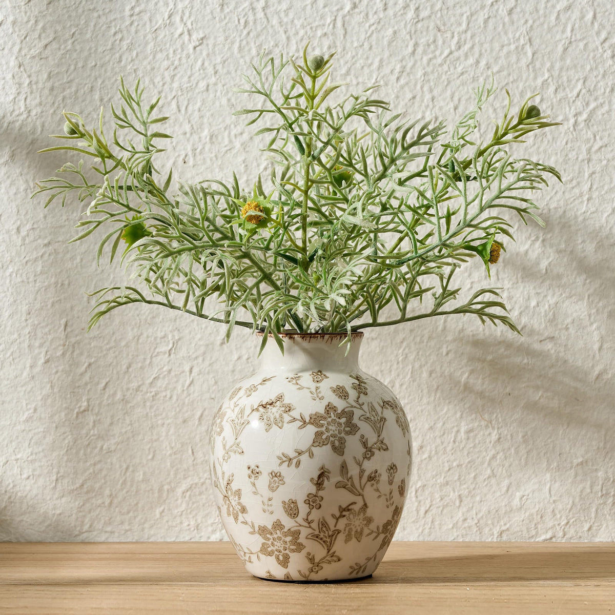 SIDUCAL Ceramic Vintage Vase, 5.83 Inch Retro Ice Cracked Chinoiserie Floral Vase, Rustic Farmhouse Vases for Home Decor