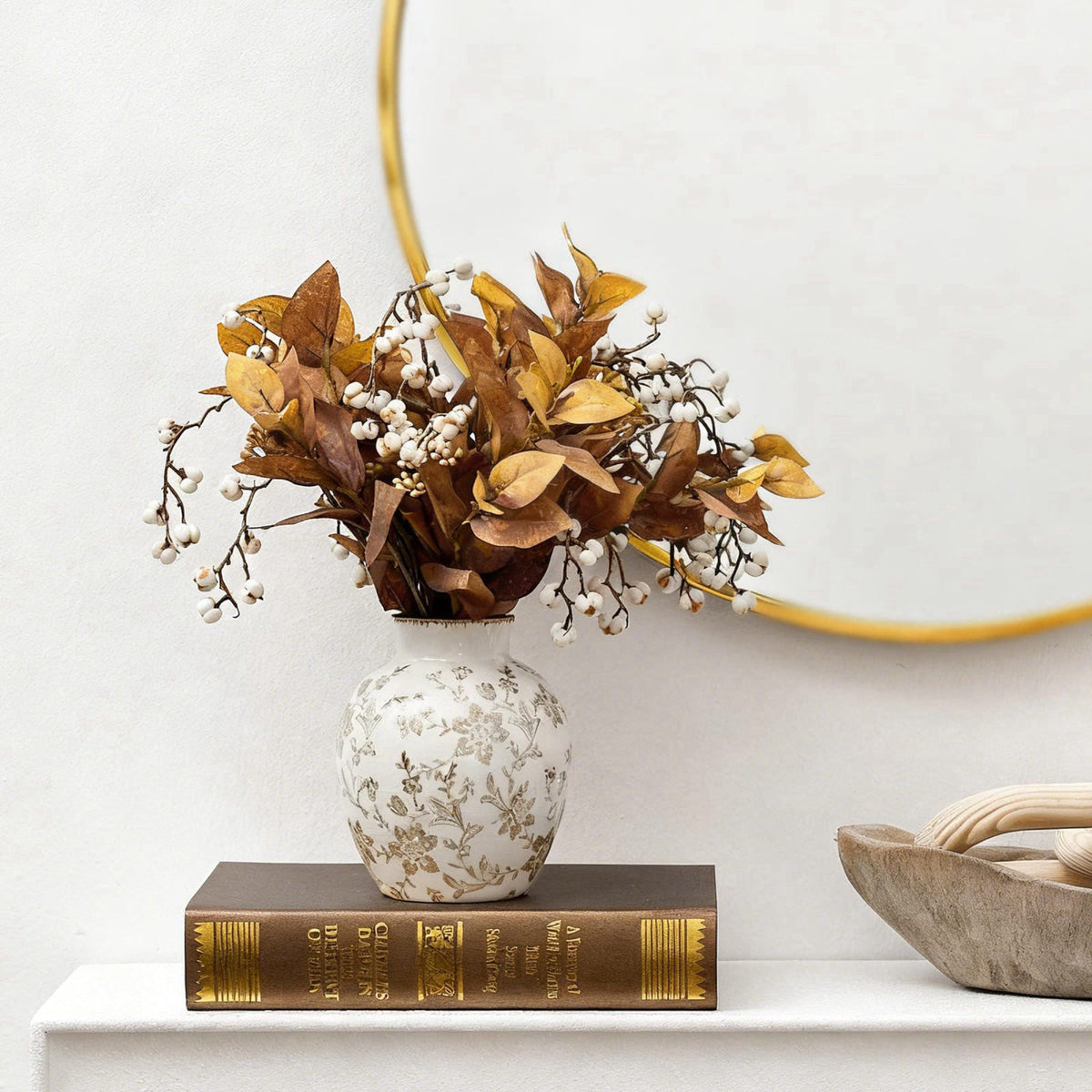 SIDUCAL Ceramic Vintage Vase, 5.83 Inch Retro Ice Cracked Chinoiserie Floral Vase, Rustic Farmhouse Vases for Home Decor