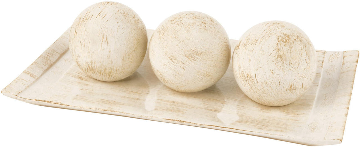 Creative Scents Rustic Luxe Decorative Tray and Orb Set - Centerpiece Table Decorations for Coffee Table Decor - Modern 