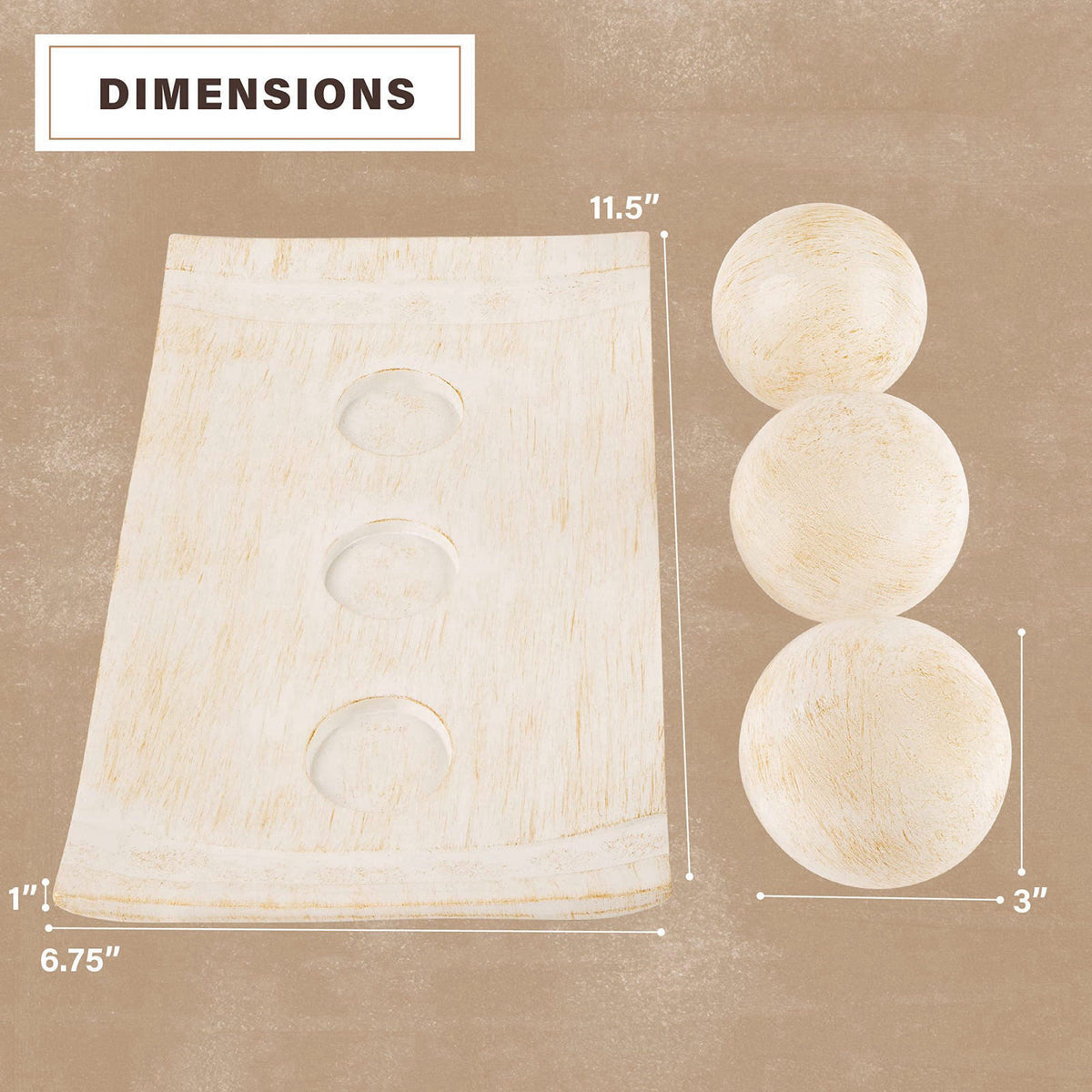 Creative Scents Rustic Luxe Decorative Tray and Orb Set - Centerpiece Table Decorations for Coffee Table Decor - Modern 