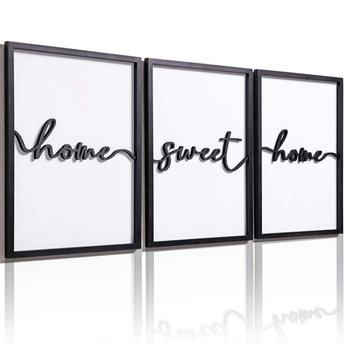 KIOSSUT 3D Wood Home Sweet Home Wall Art, Modern Home Sweet Home Sign for Large Living Room Wall Decor(Ready to Hang, Se