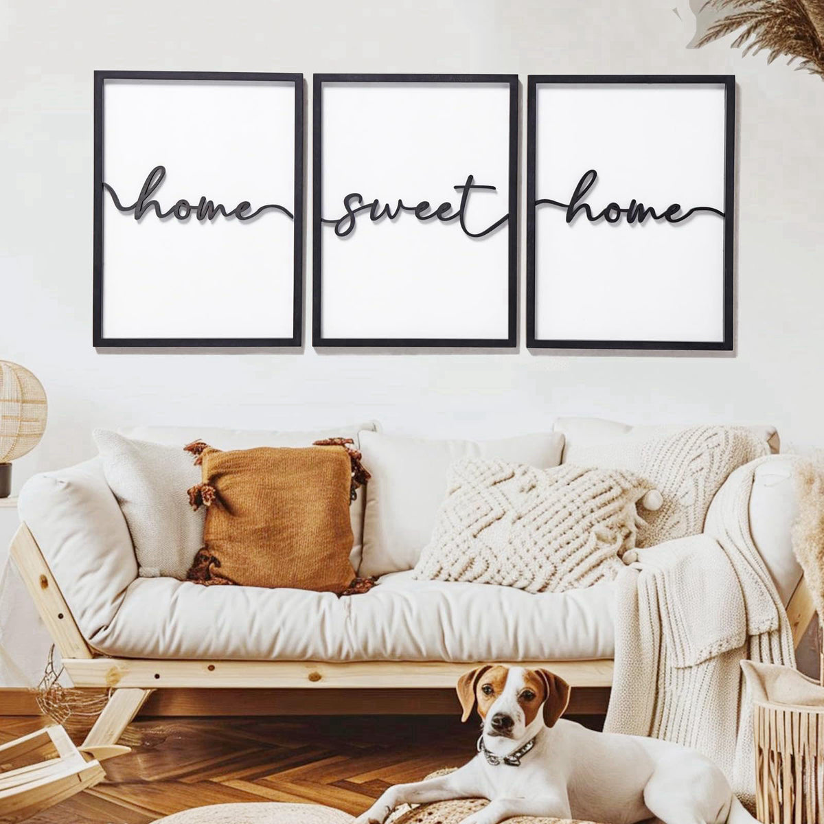 KIOSSUT 3D Wood Home Sweet Home Wall Art, Modern Home Sweet Home Sign for Large Living Room Wall Decor(Ready to Hang, Se