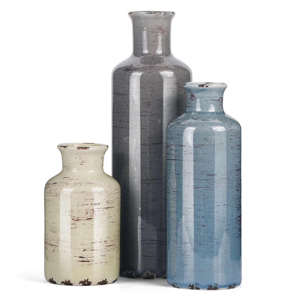 Youmajiajudecor Ceramic Vase Set of 3, Small Flower Vase for Home Decoration, Rustic Farmhouse Table Shelf, Entrance Dec