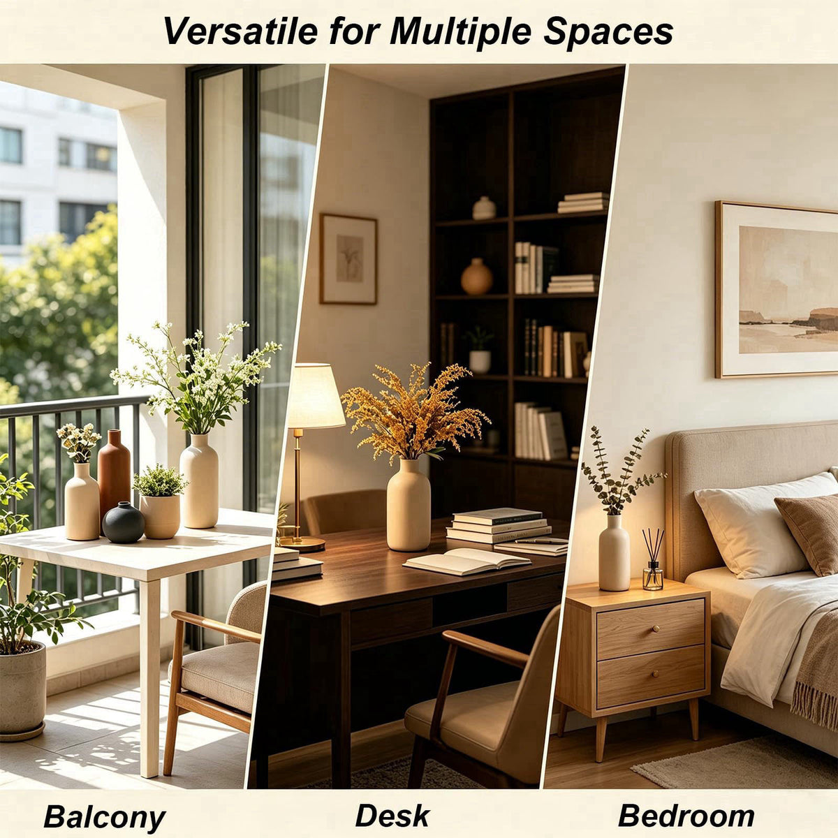 EGBULL Upgraded Ceramic Vases Set for Home Decor, 4 Piece Modern Neutral Room Decor Desk Vase Bedroom Decor Flower Vase 