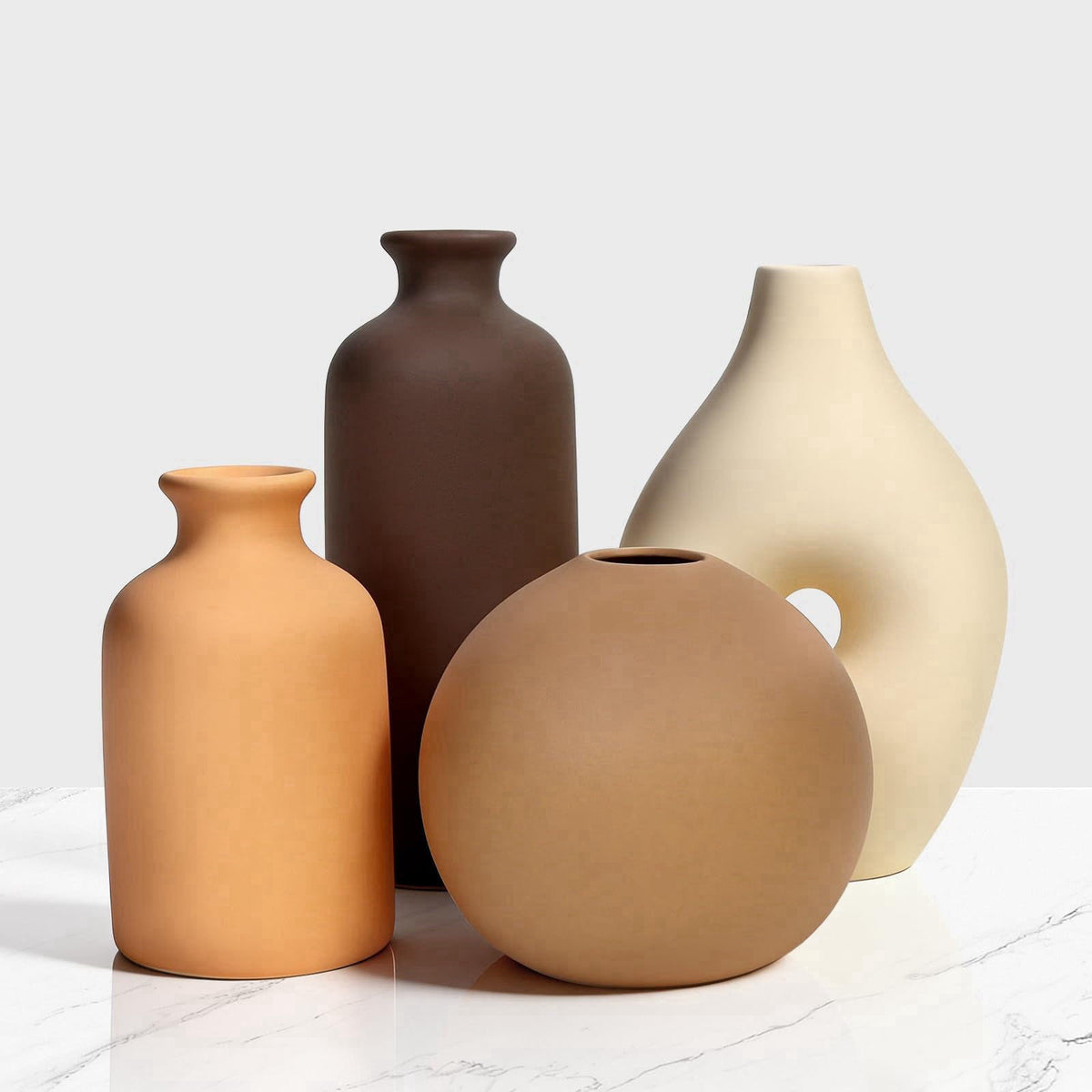 Harmolia Ceramic Vase Set of 4 Modern Farmhouse Decor Vases for Home Table Centerpiece - Rustic Flower Vases for Living 
