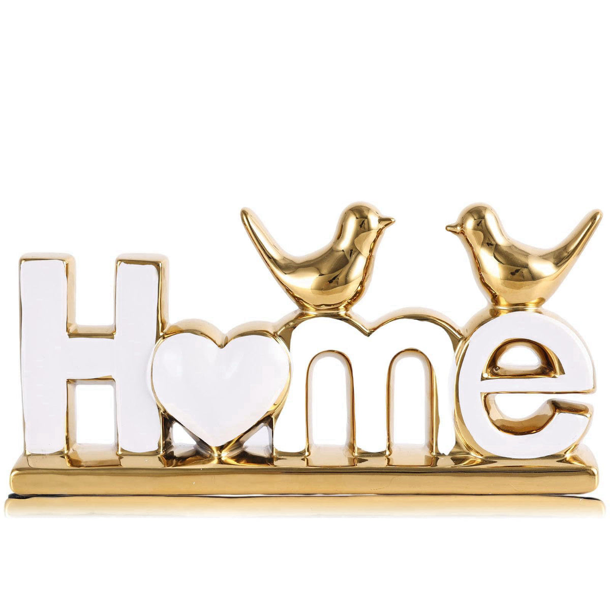 GAOSHENG Ceramic Home Letter Sign with Bird Statues,Modern Black Gold Tabletop Decor for Entryway,TV Stand & Floating Sh