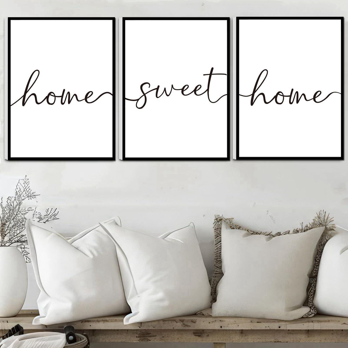 WALTSOM FRAMED Home Sweet Home Wall Art, Modern Home Sweet Home Sign for Large Living Room Wall Decor (Ready to Hang, Se