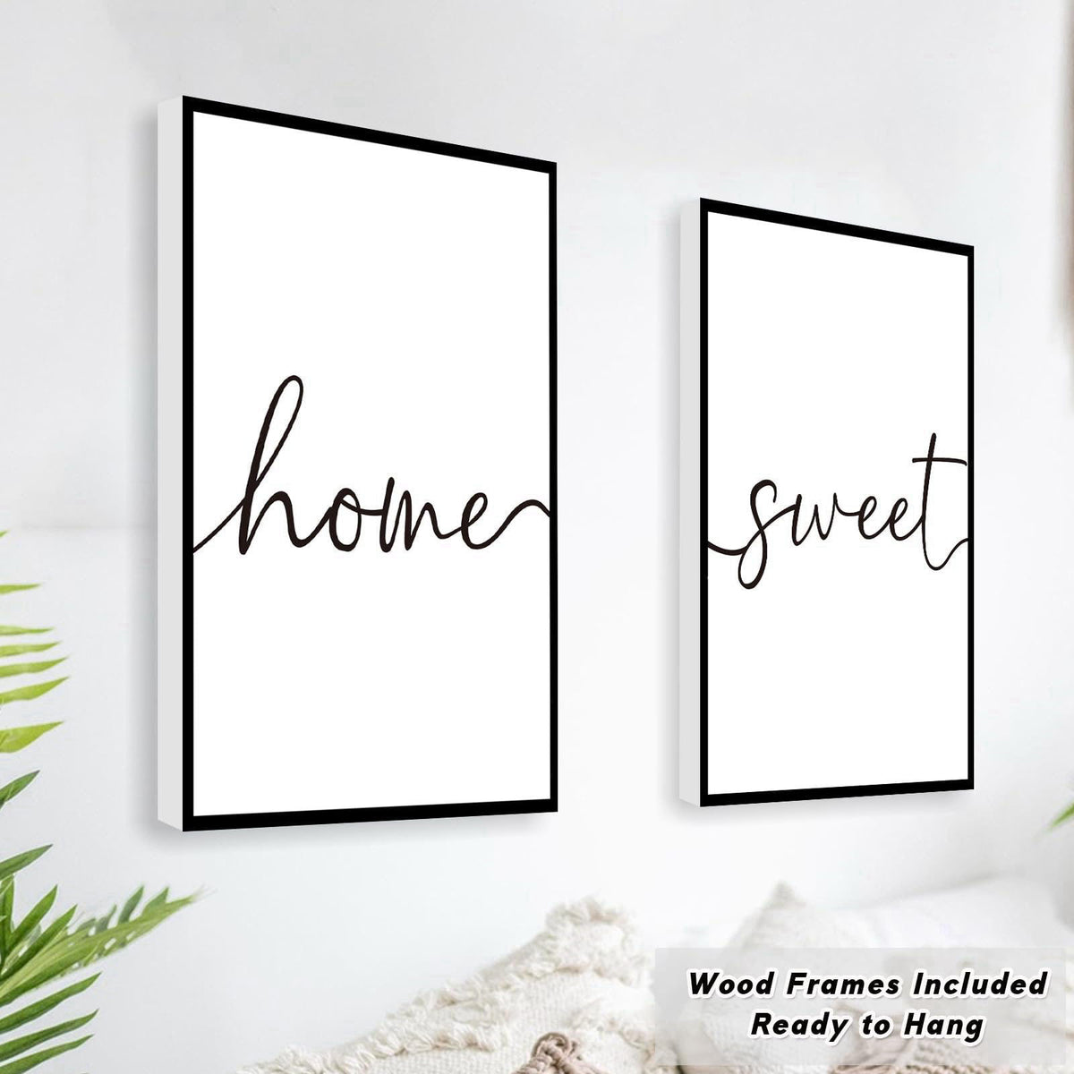 WALTSOM FRAMED Home Sweet Home Wall Art, Modern Home Sweet Home Sign for Large Living Room Wall Decor (Ready to Hang, Se