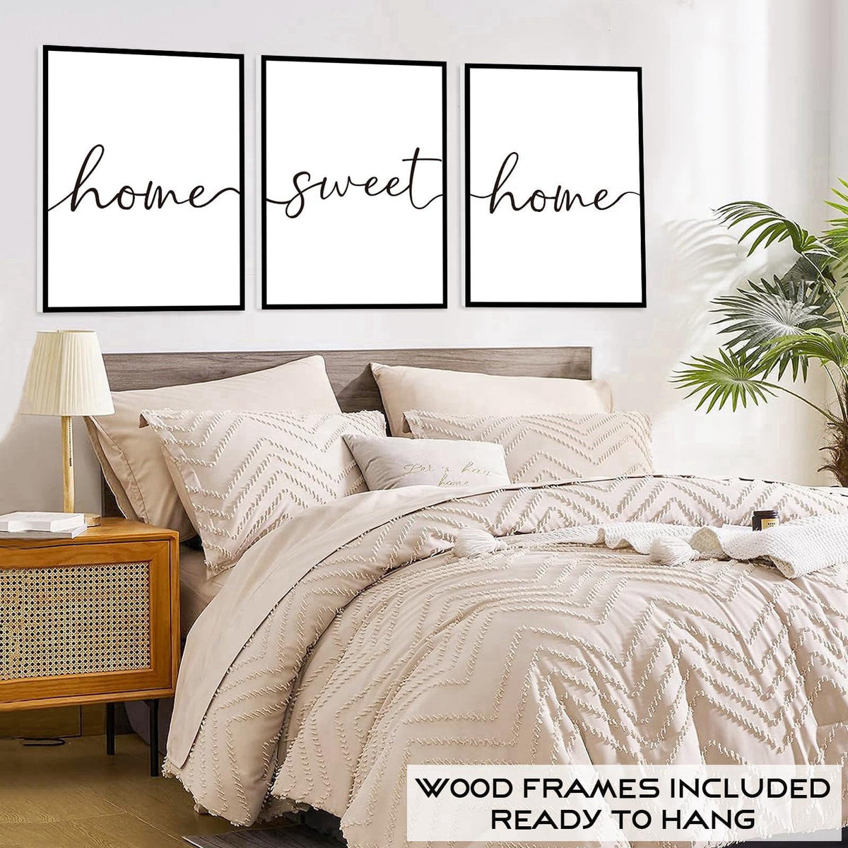 WALTSOM FRAMED Home Sweet Home Wall Art, Modern Home Sweet Home Sign for Large Living Room Wall Decor (Ready to Hang, Se