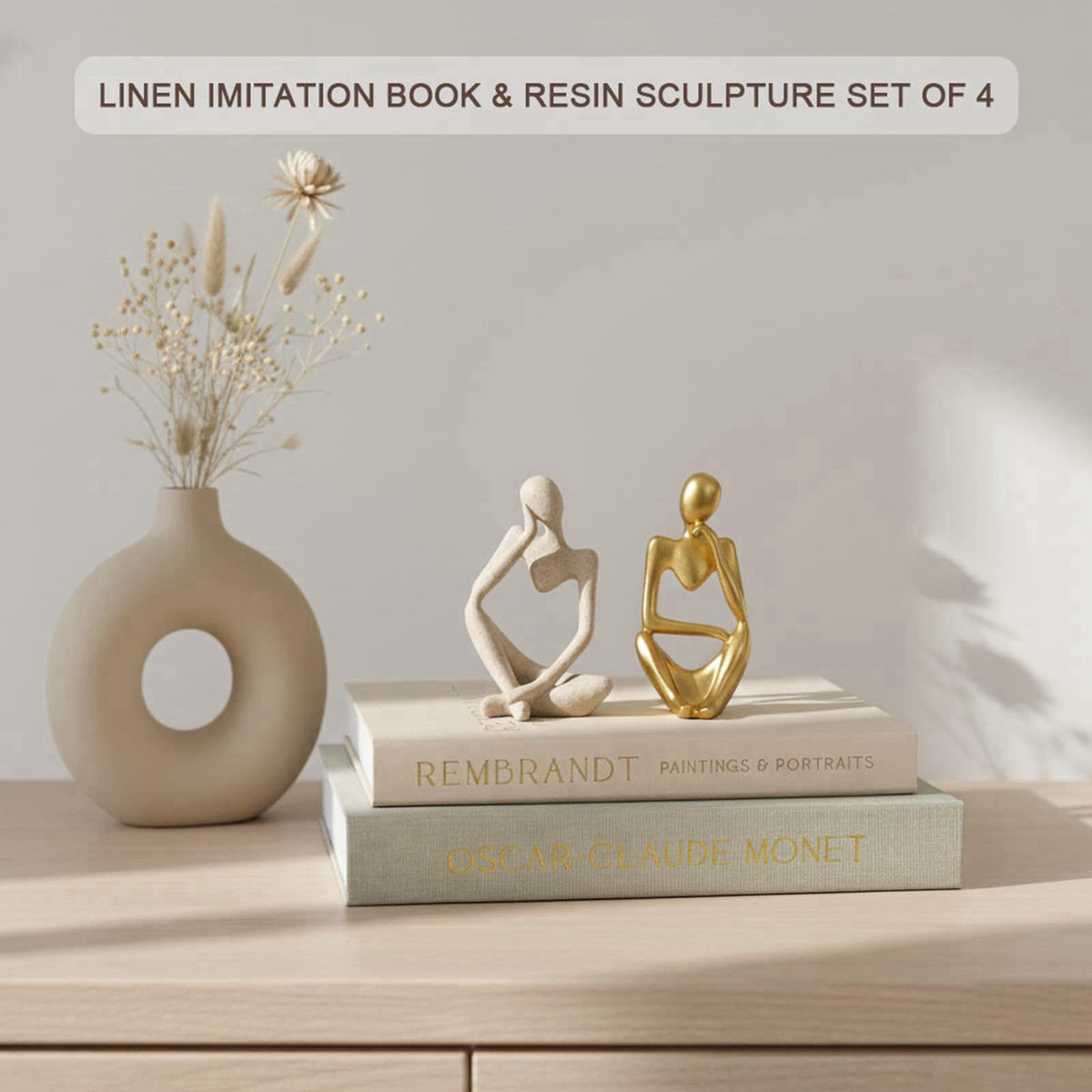NexGrit Decorative Book Boxes with Hidden Storage & Thinker Sculptures – alternate angle