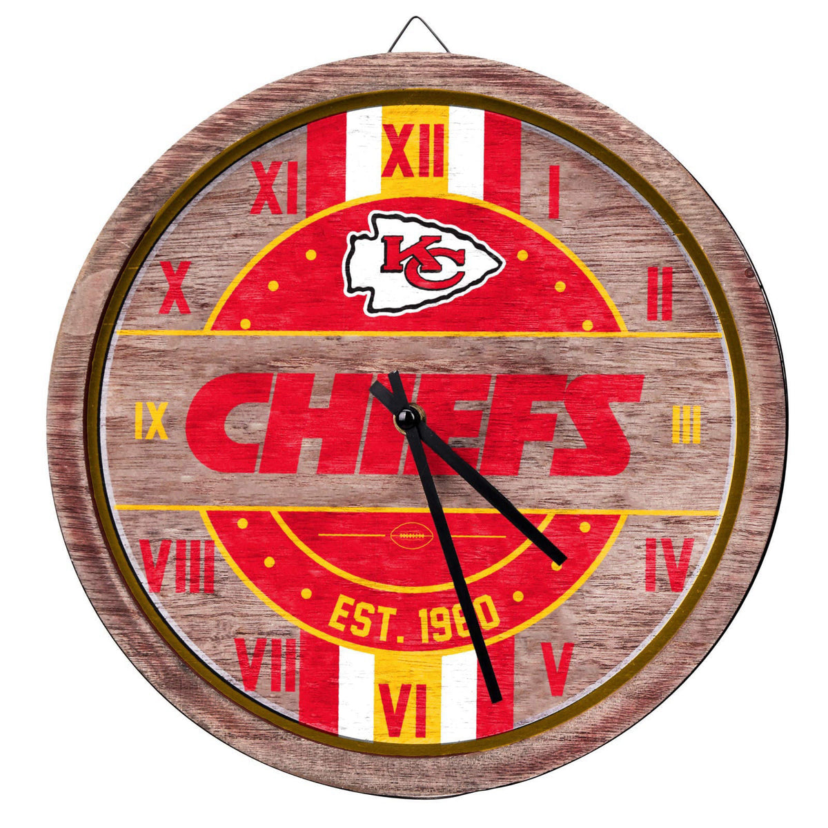 FOCO NFL Wooden Barrel Wall Clock – Team Color, Wood, One Size