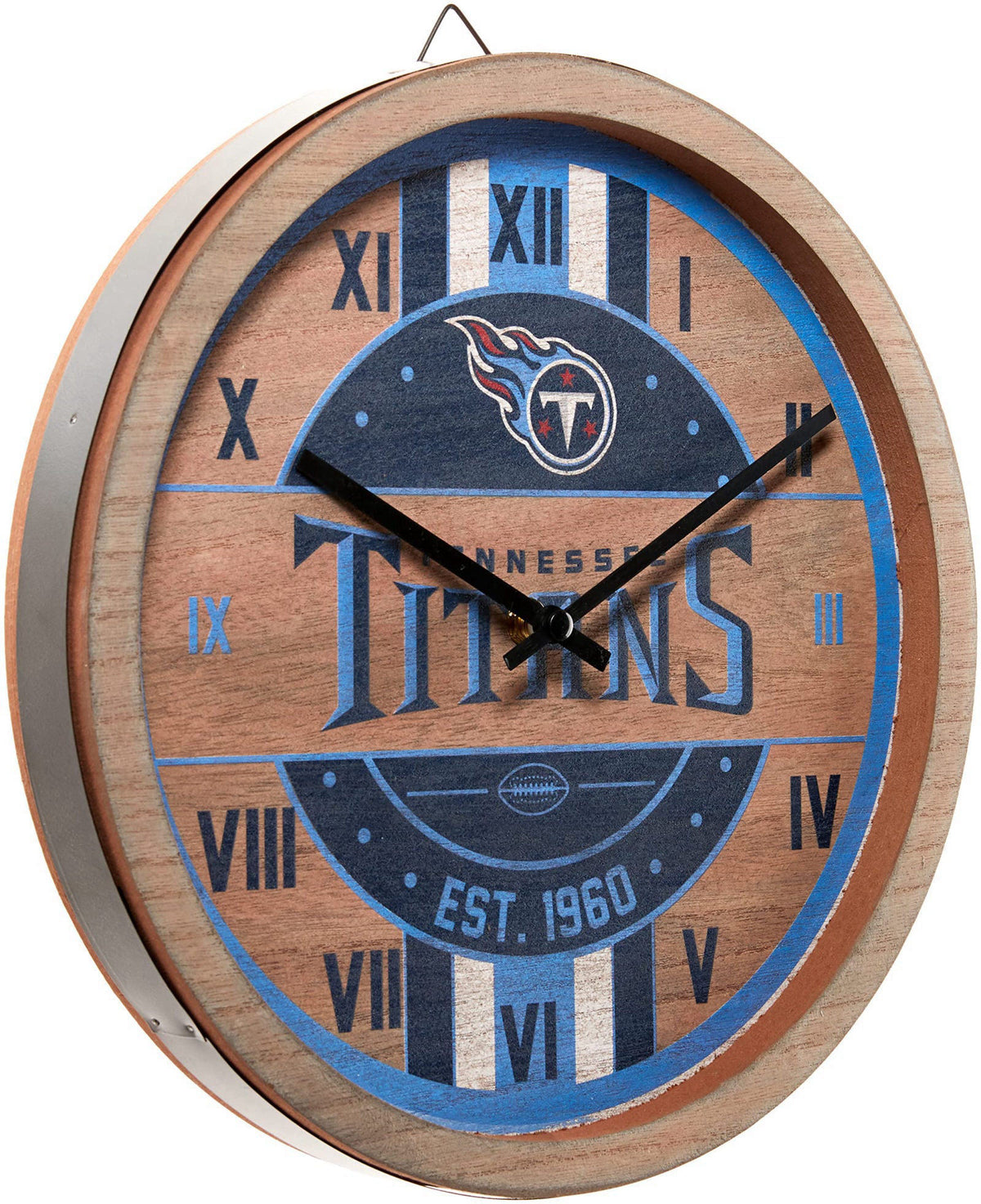 FOCO NFL Wooden Barrel Wall Clock – full view, size One Size