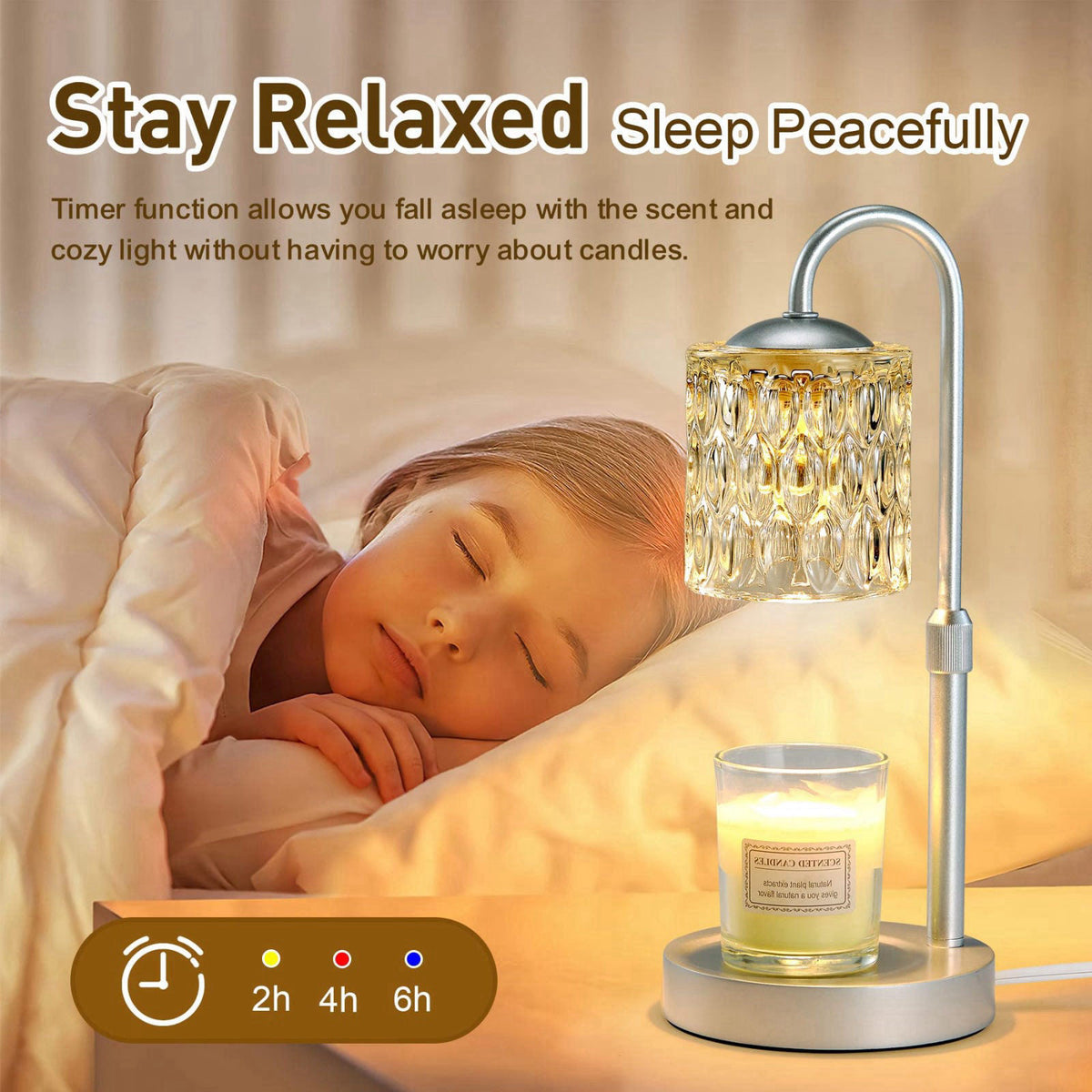 Briever Dimmable Candle Warmer Lamp with Timer, Height Adjustable Electric Candle Wax Warmer, Christmas Birthday Gifts f