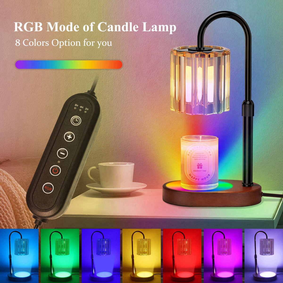 Lukasa Candle Warmer Lamp with Timer, with LED Color Lights, Dimmable, Adjustable Height, House Warming Gifts New Home D