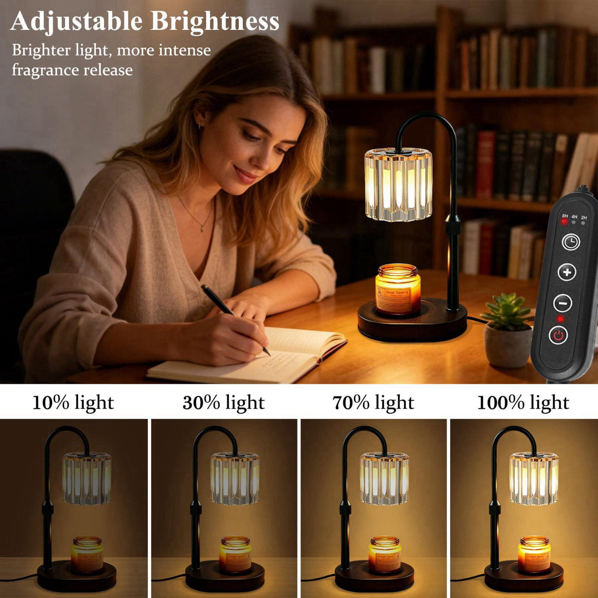 Lukasa Candle Warmer Lamp with Timer, with LED Color Lights, Dimmable, Adjustable Height, House Warming Gifts New Home D