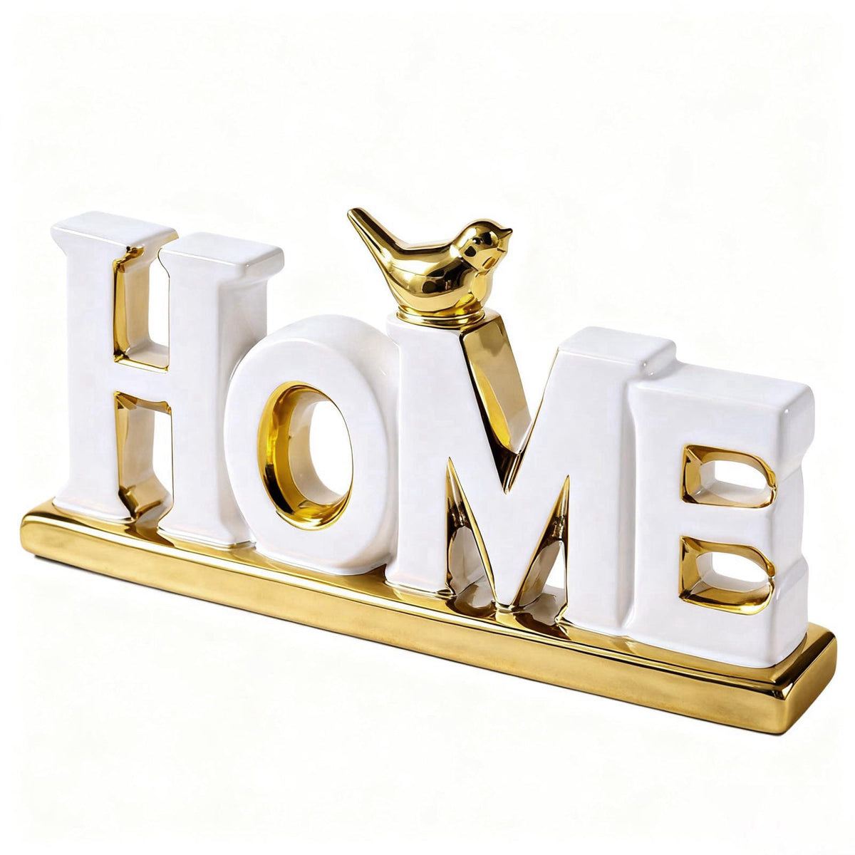 UANYEMON Love Sign Decoration - White and Gold Home Signs for Home Decor Statue, Modern Bird Sculpture Personalized Love