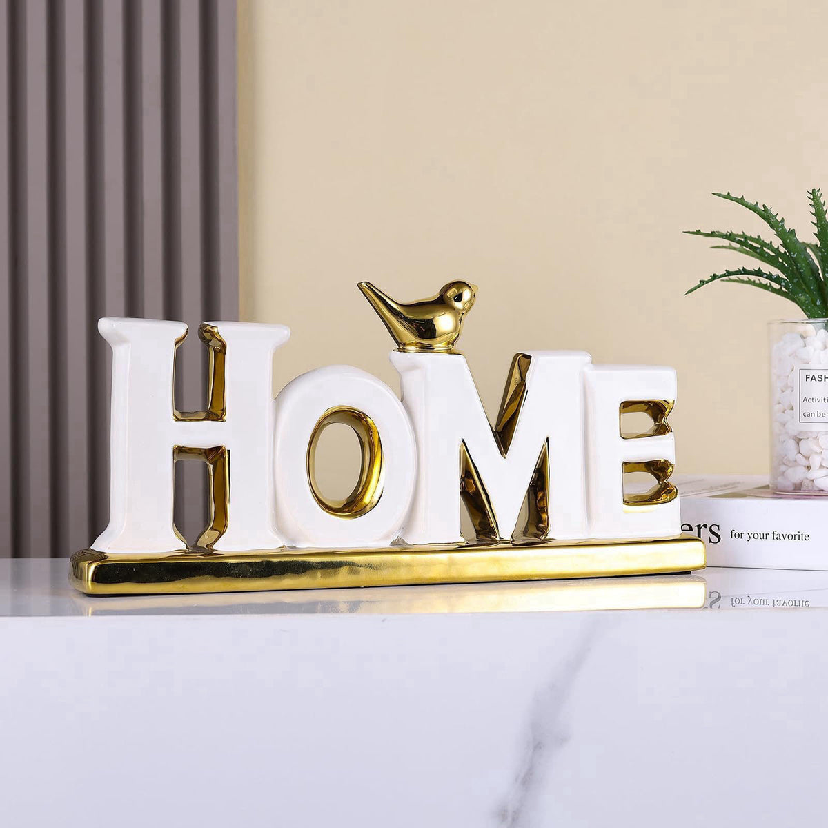 UANYEMON Love Sign Decoration - White and Gold Home Signs for Home Decor Statue, Modern Bird Sculpture Personalized Love