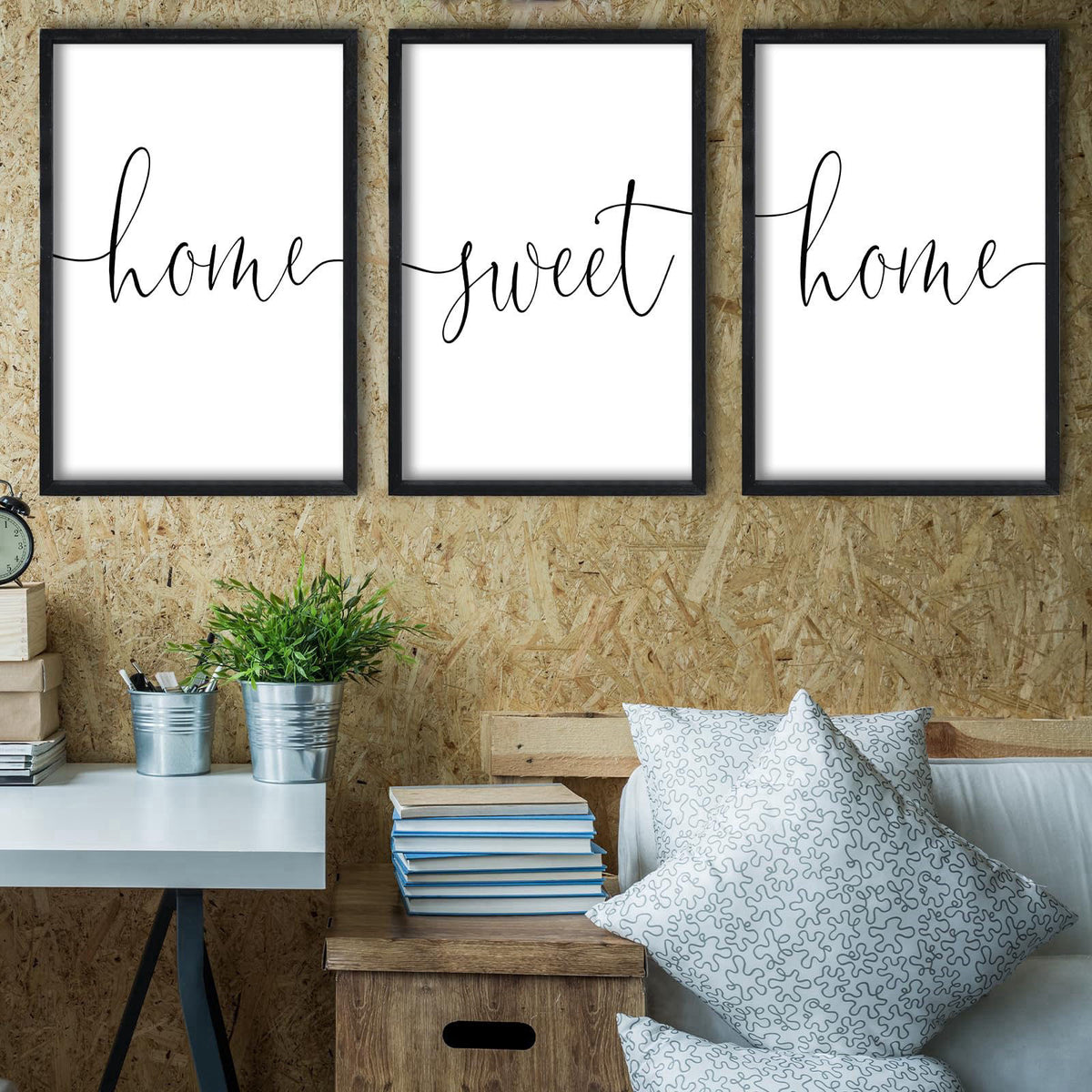 RLWangChao Home Sweet Home Sign Set of 3 Wall Art Decor 16"X11" Black