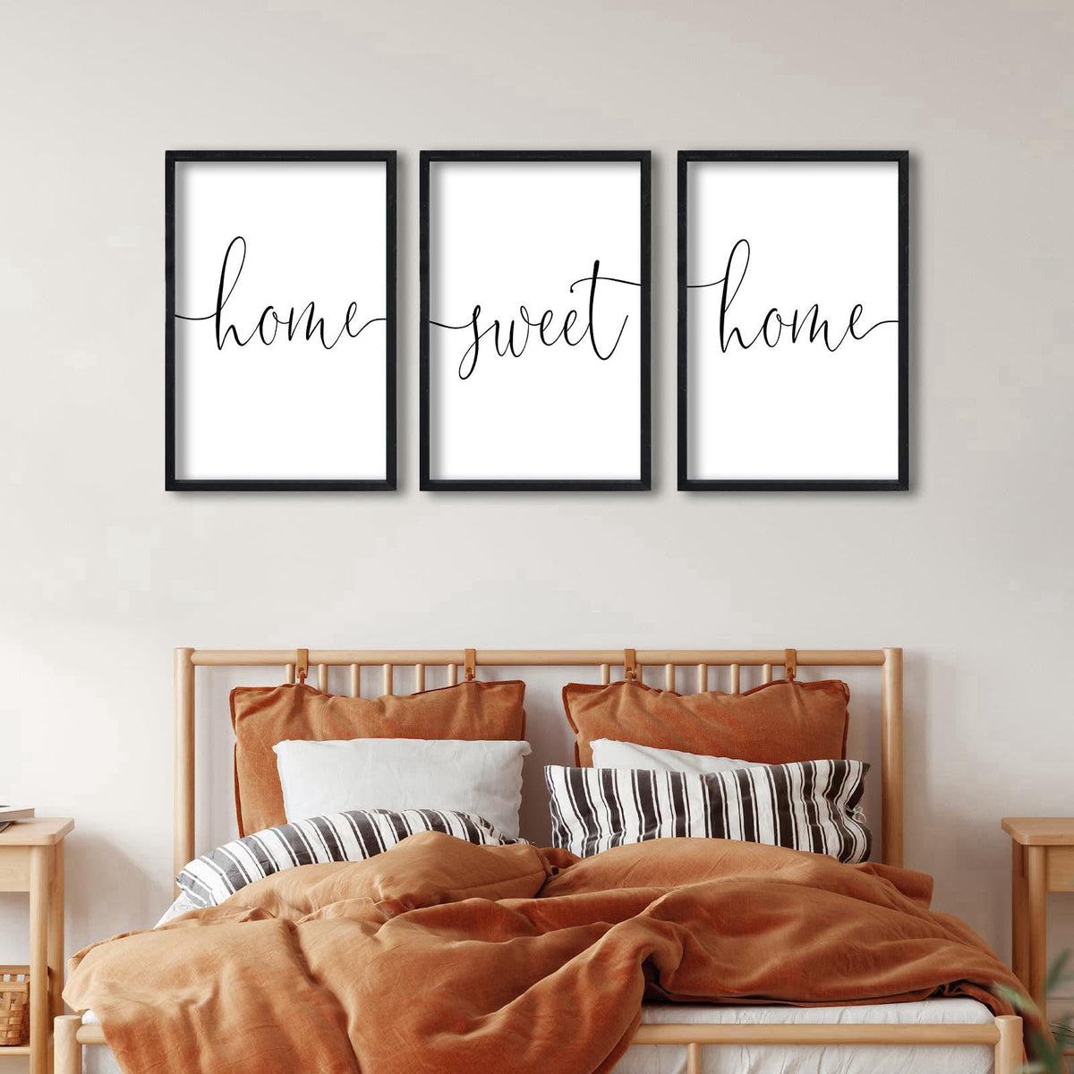 RLWangChao Home Sweet Home Sign Set of 3 Wall Art Decor 16"X11" Black – full view