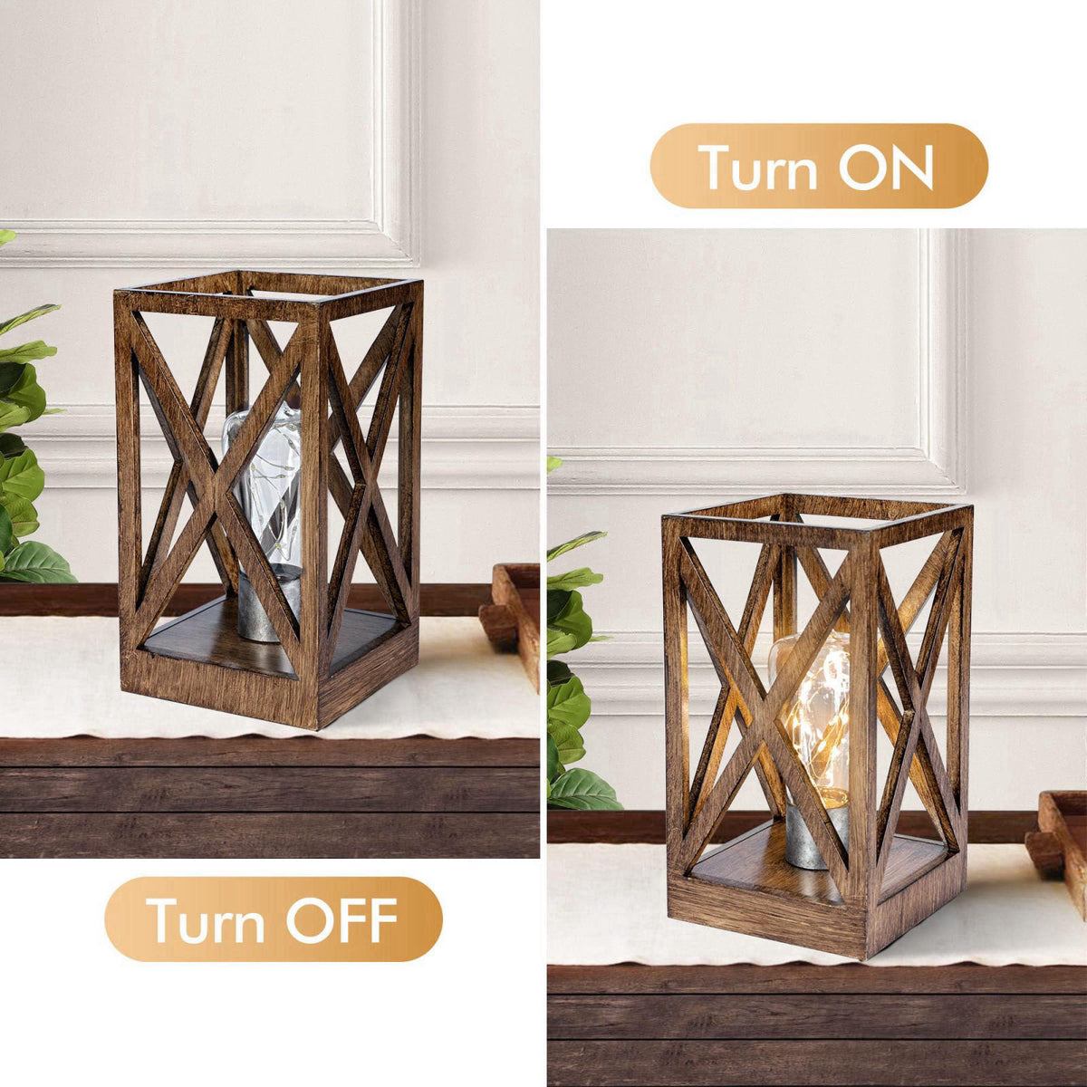 WINGBO Retro Battery Powered Table Lamps, Battery Operated Cordless Lamp, Portable Nightlight Decorative Light for Livin