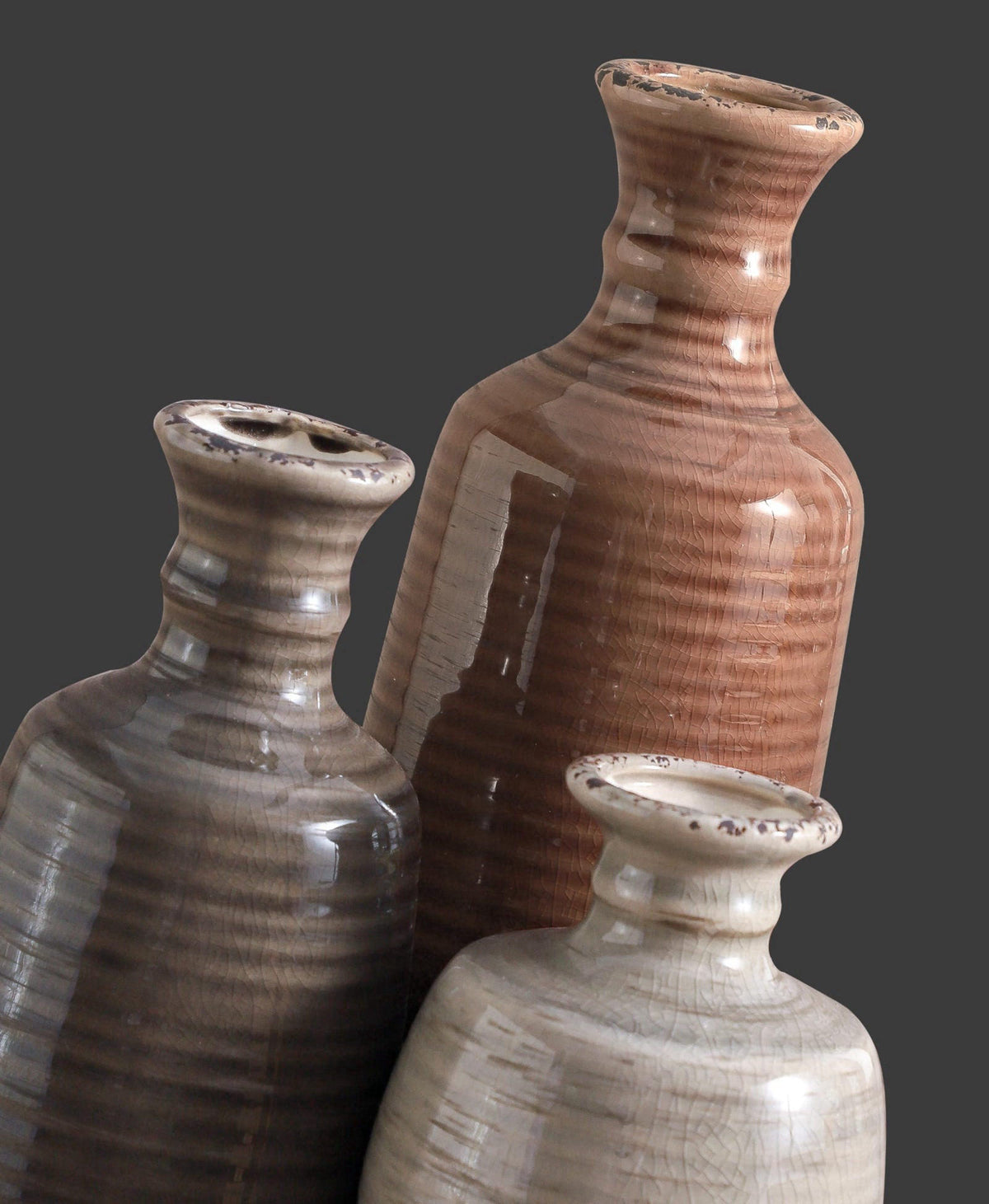 ooit Ceramic Vases Set of 3, Neutral Rustic Farmhouse Vases Home Decor Decorative Flower Vase Modern Boho Pampass Vase f