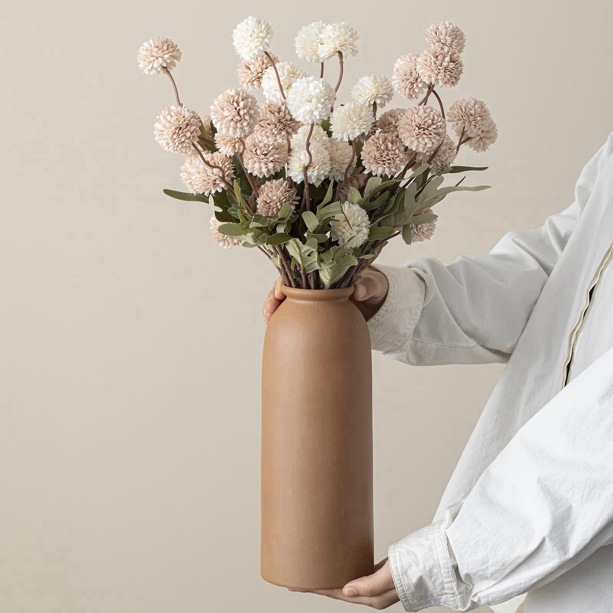 TINCTOTNIC Large Decorative Ceramic Vase Set, 3 Pieces, Nordic Modern Boho Style, Earthtone Color Mix, Modern Farmhouse 