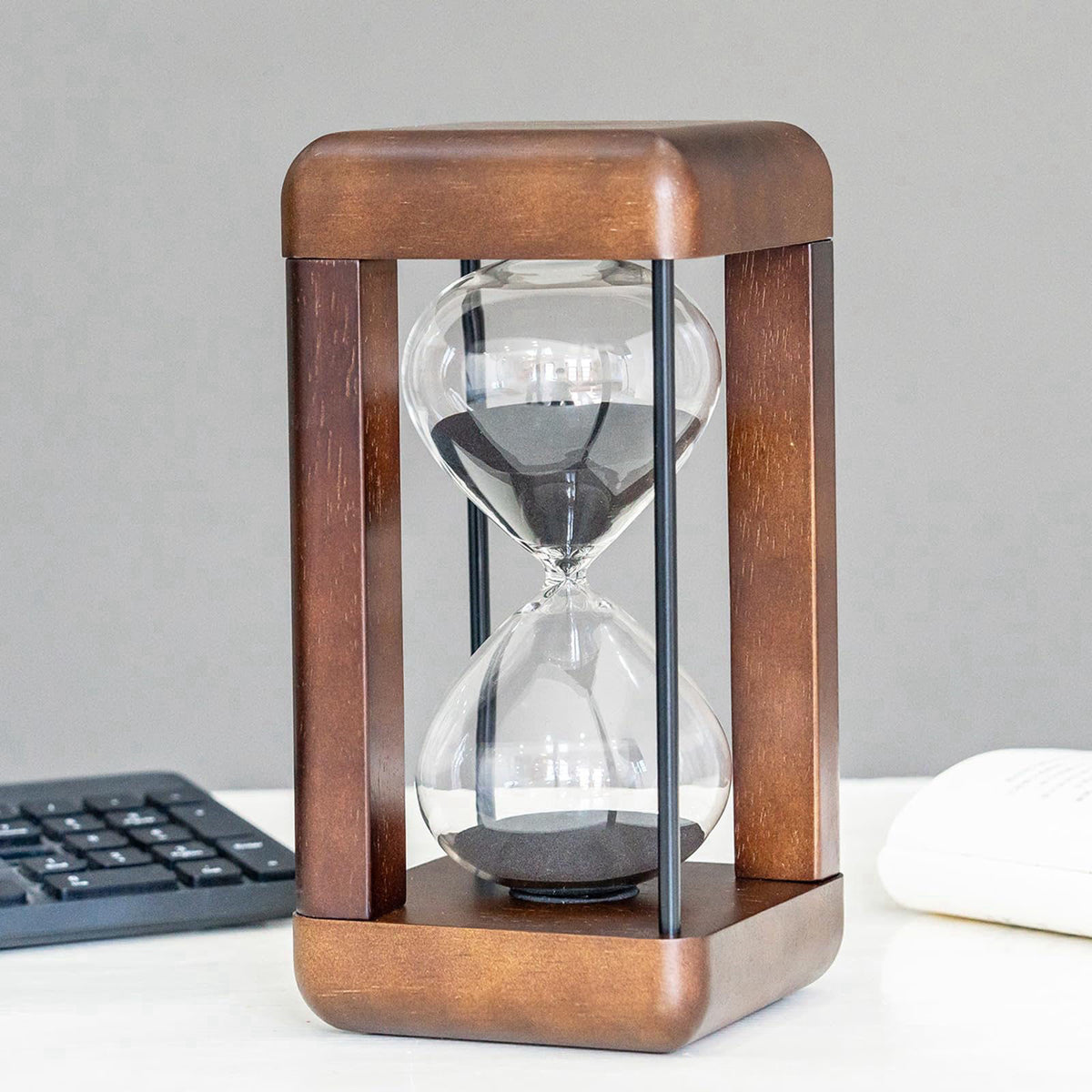 Lmzxmcy Large Premium Walnut Hourglass,60 Minutes Sand Timers,Hour Glass with Sand Timer for Gift,Hourglass Decor for Ho