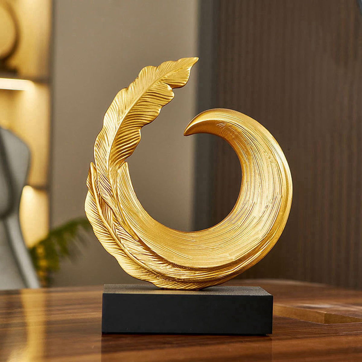 XYQXYQ Abstract Art Sculpture, Resin Gold Decorative Statue, Modern Blue Ornaments for Living Room, Decorativas Modernas