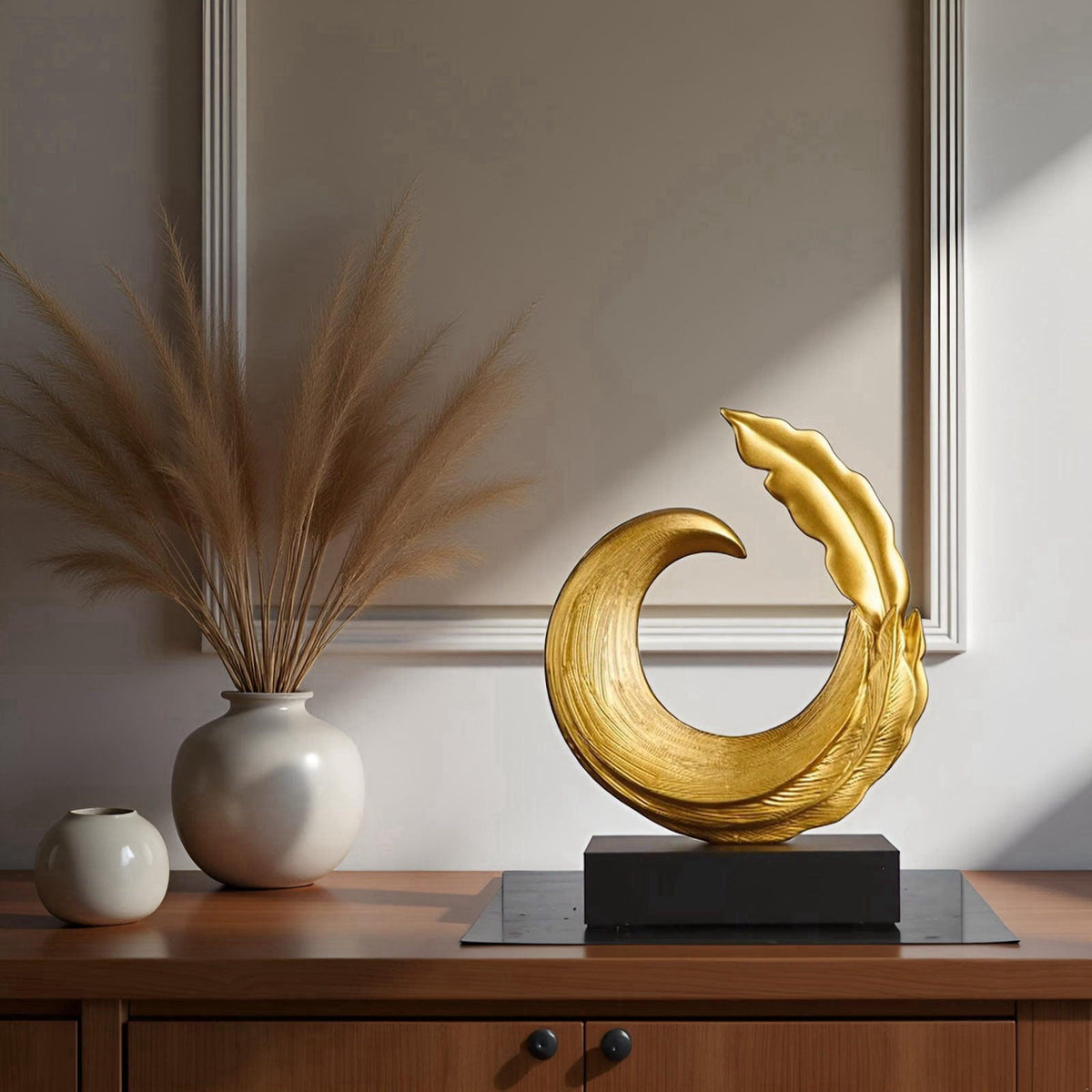 XYQXYQ Abstract Art Sculpture, Resin Gold Decorative Statue, Modern Blue Ornaments for Living Room, Decorativas Modernas