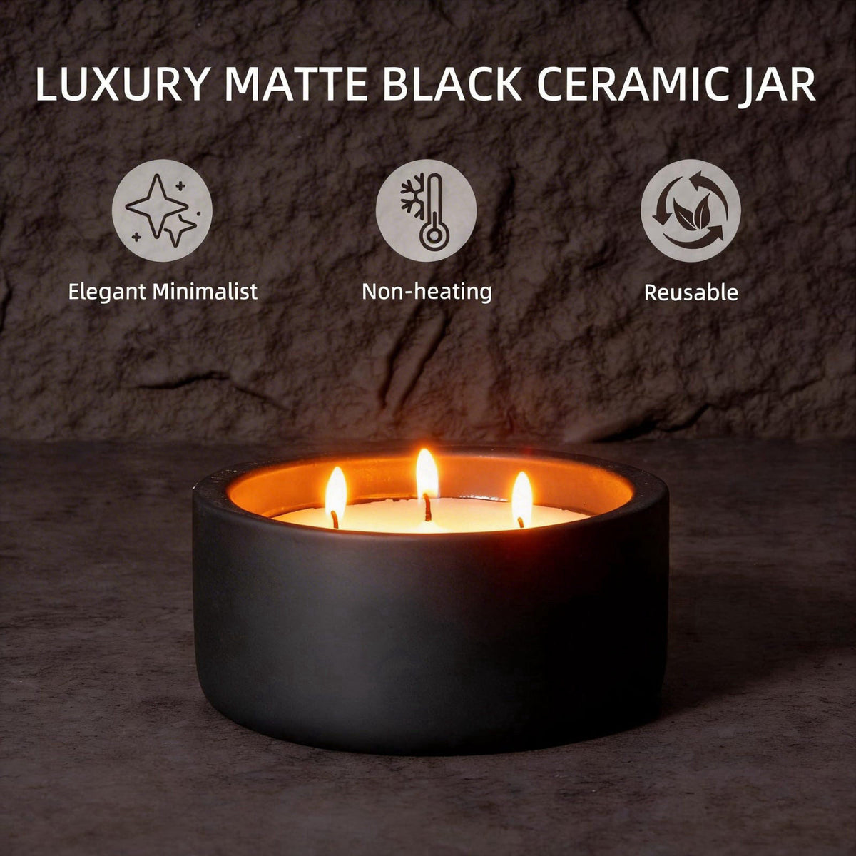 Viyffo 20oz Large Decorative Black Candle – Eucalyptus & Rosemary, 3 Wick Fall Scented Soy Candle for Women & Men, Matte