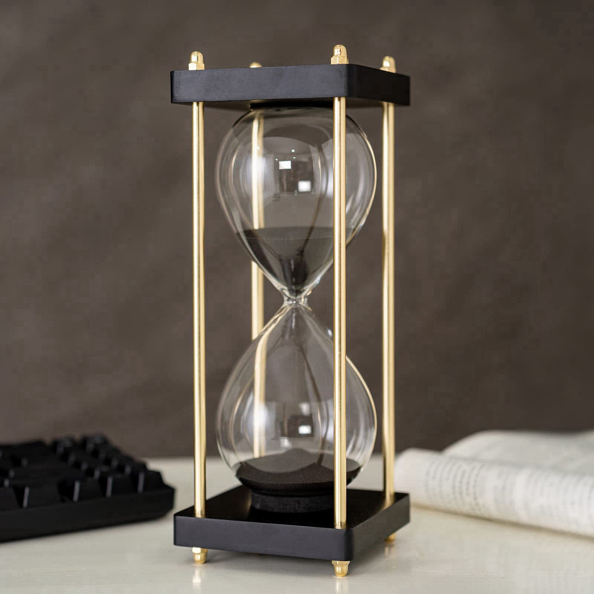 Lmzxmcy Large Sand Timer, Hourglass Timer 60 Minutes,Vintage Wooden Hour Glass Timer,Modern Home Kitchen Office Decorati