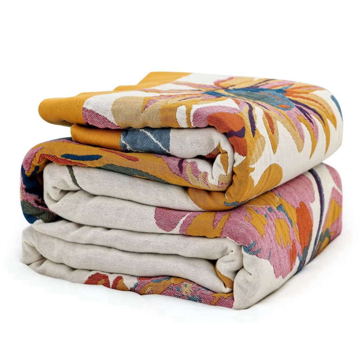 MSGKV Boho Throw Blanket 60"x80" 100% Cotton Blanket for Couch & Bed, Beige – product photo (Throws)